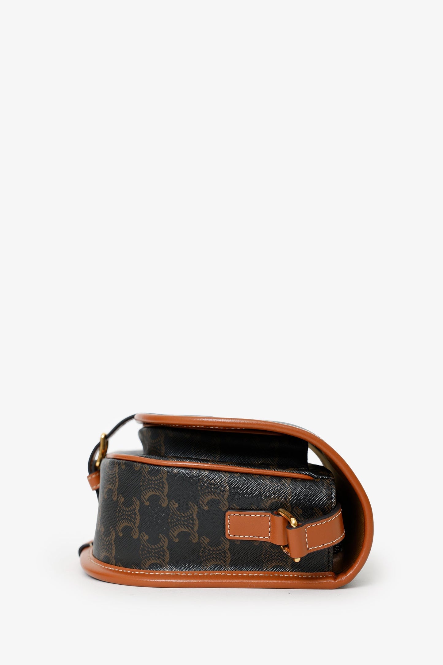 Celine Brown Triomphe Canvas Folco Crossbody Bag