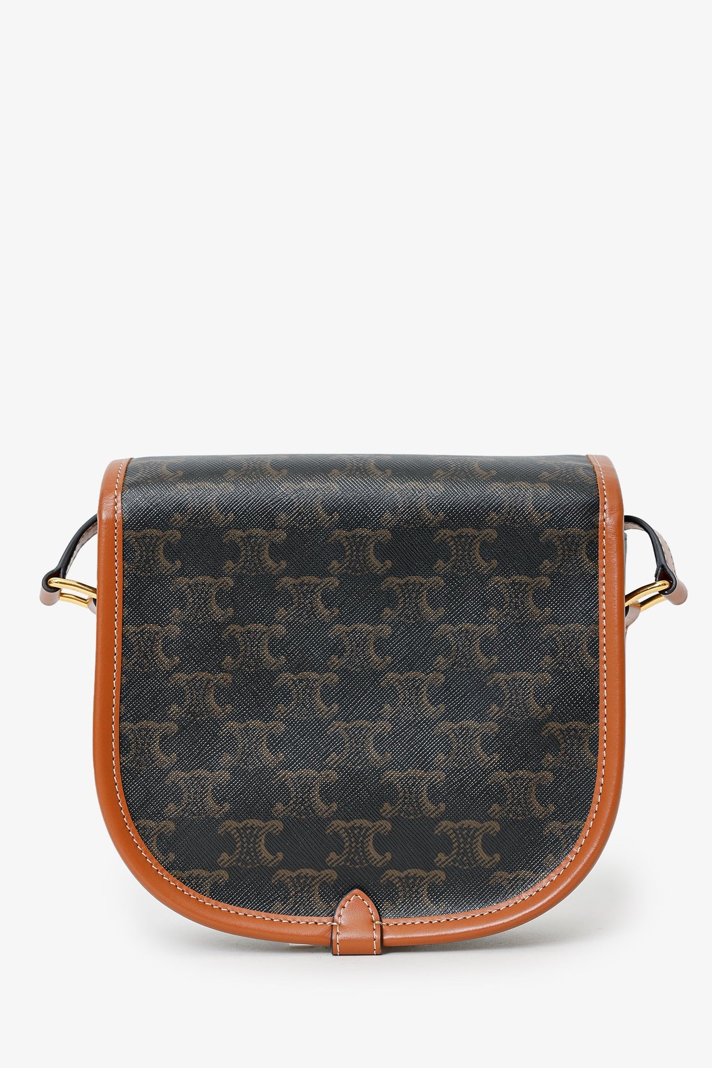 Celine Brown Triomphe Canvas Folco Crossbody Bag