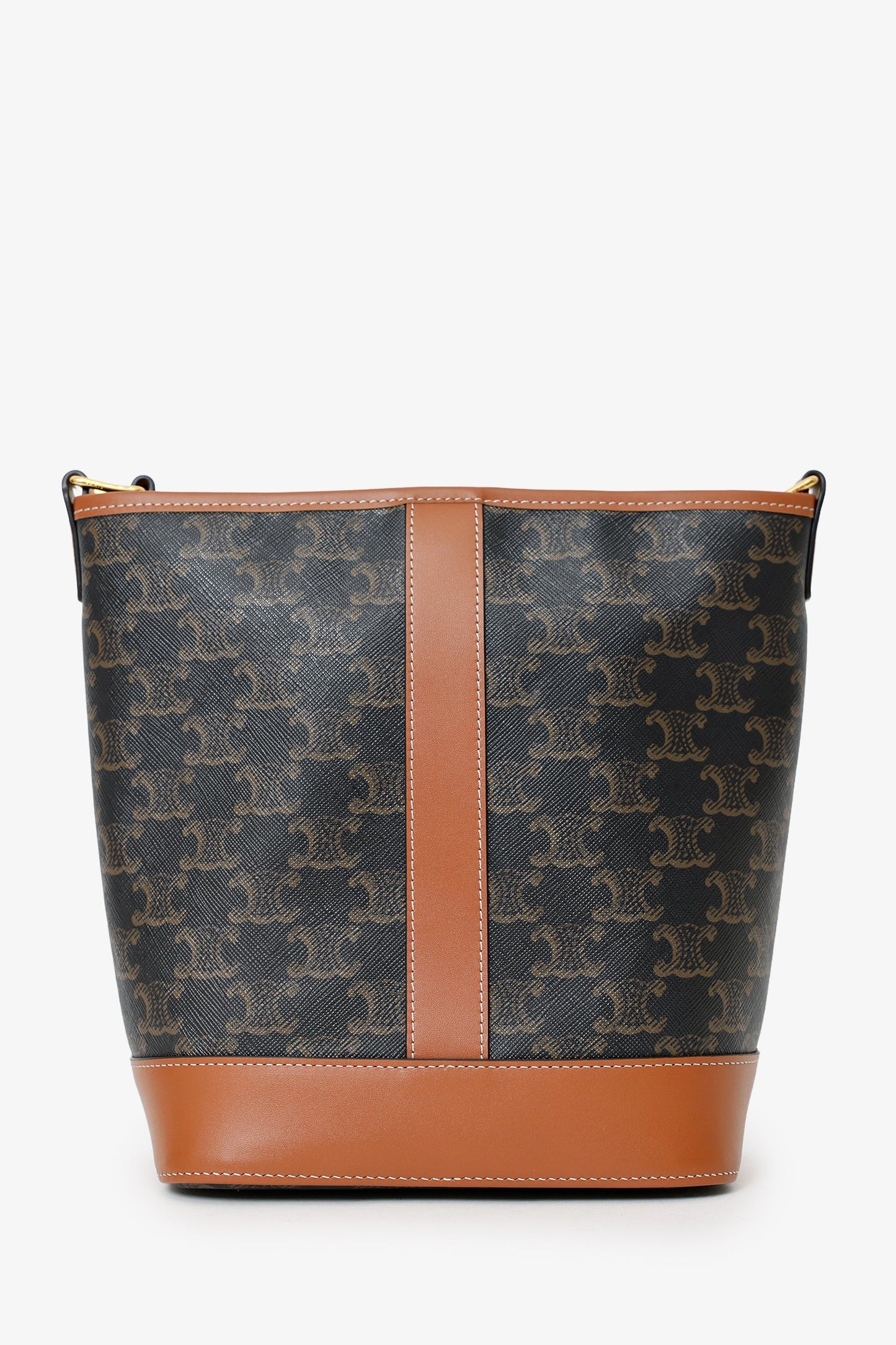 Celine Brown Triomphe Canvas Small Bucket Crossbody Bag