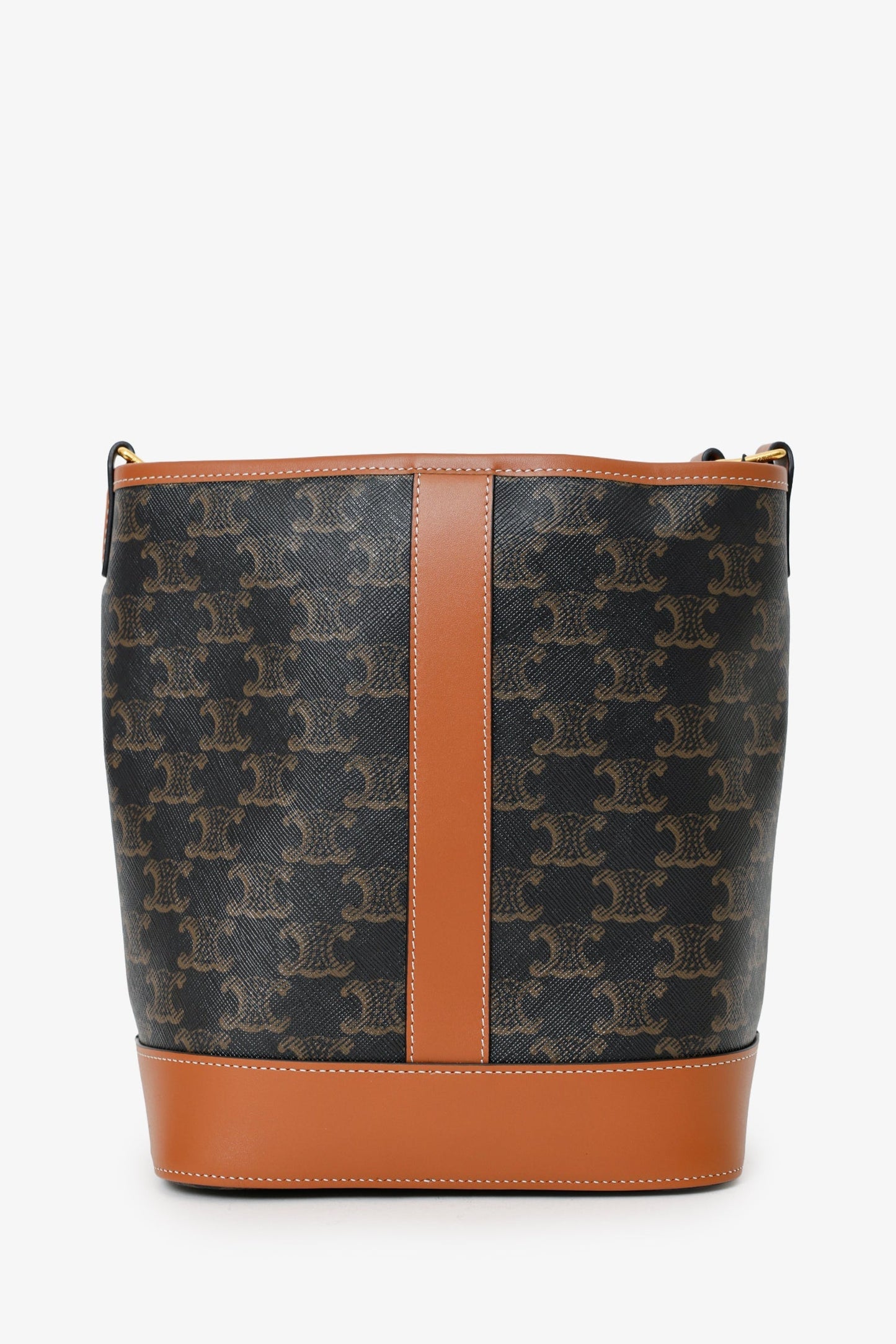 Celine Brown Triomphe Canvas Small Bucket Crossbody Bag