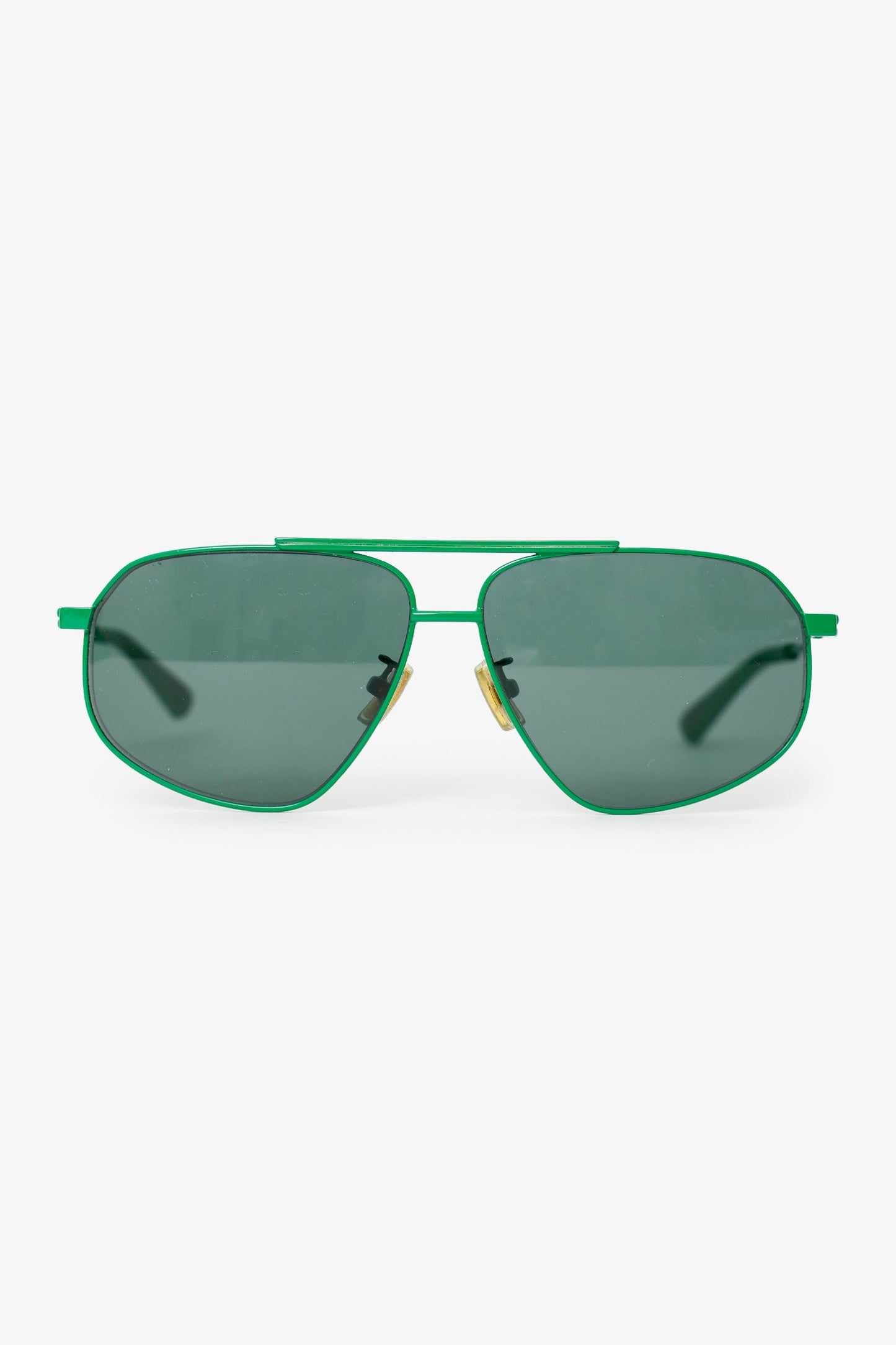 Bottega Veneta Green Metal Frame Aviator Tinted Sunglasses