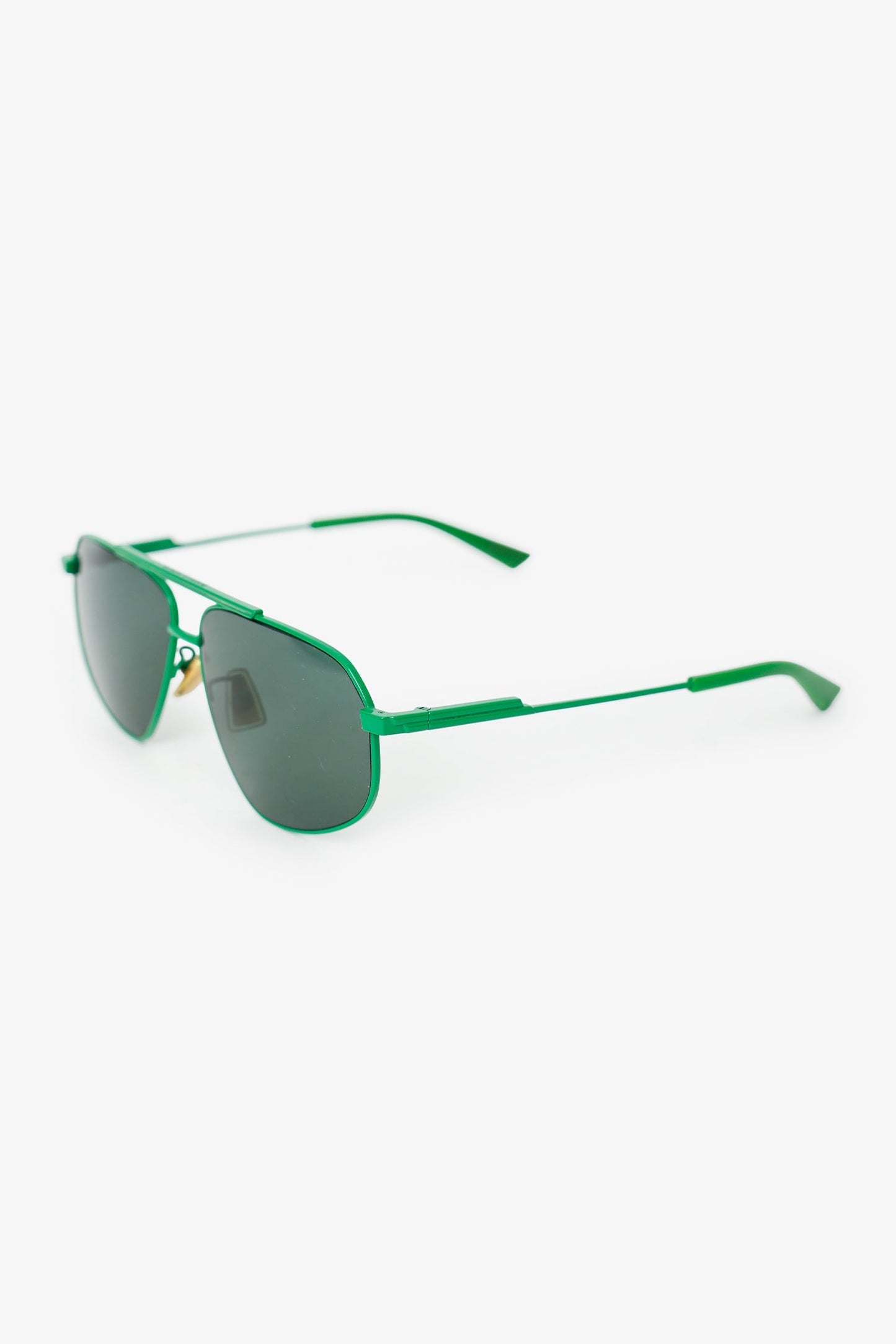 Bottega Veneta Green Metal Frame Aviator Tinted Sunglasses