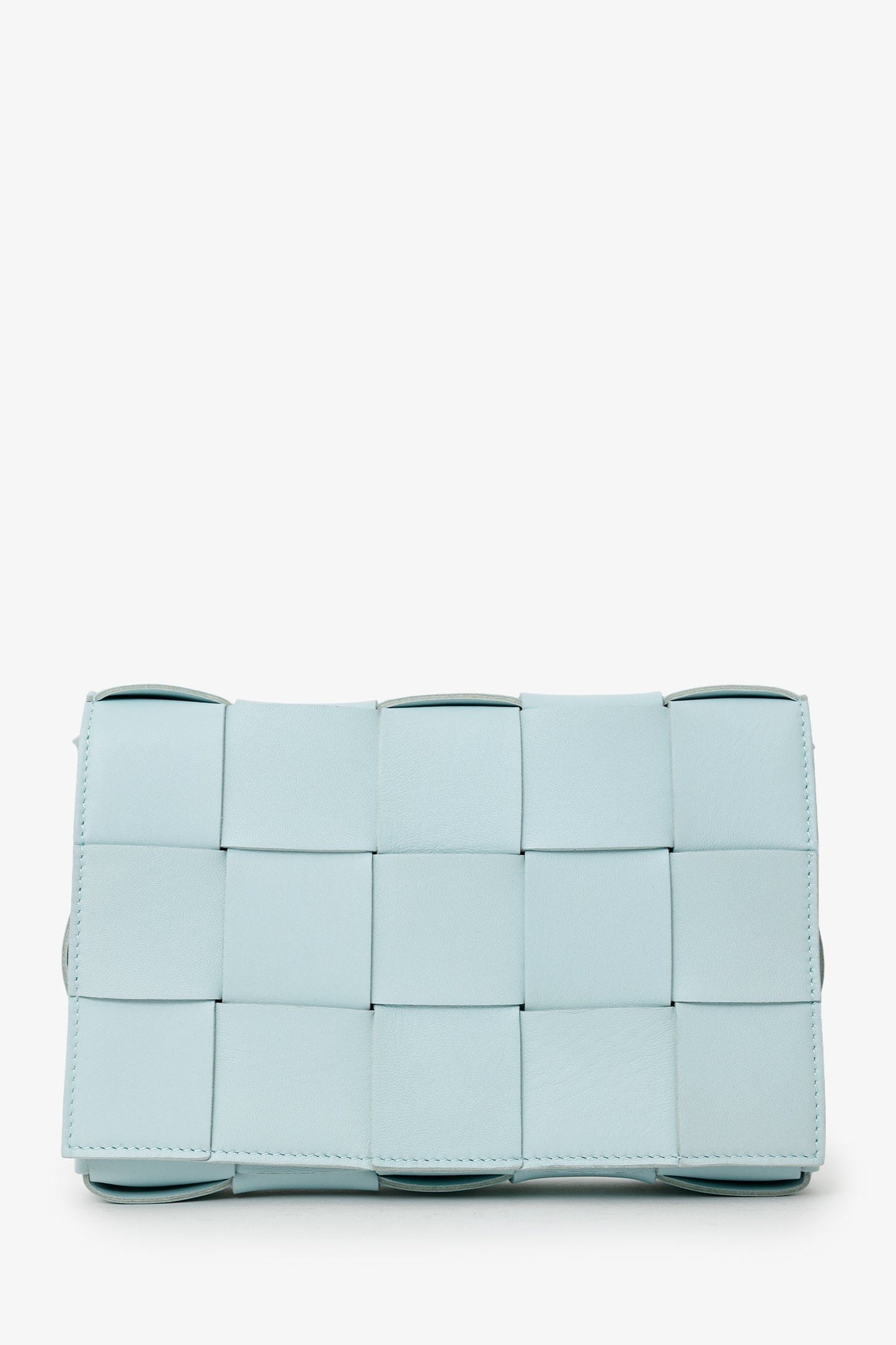 Bottega Veneta Light Blue Intrecciato Leather Cassette Crossbody Bag