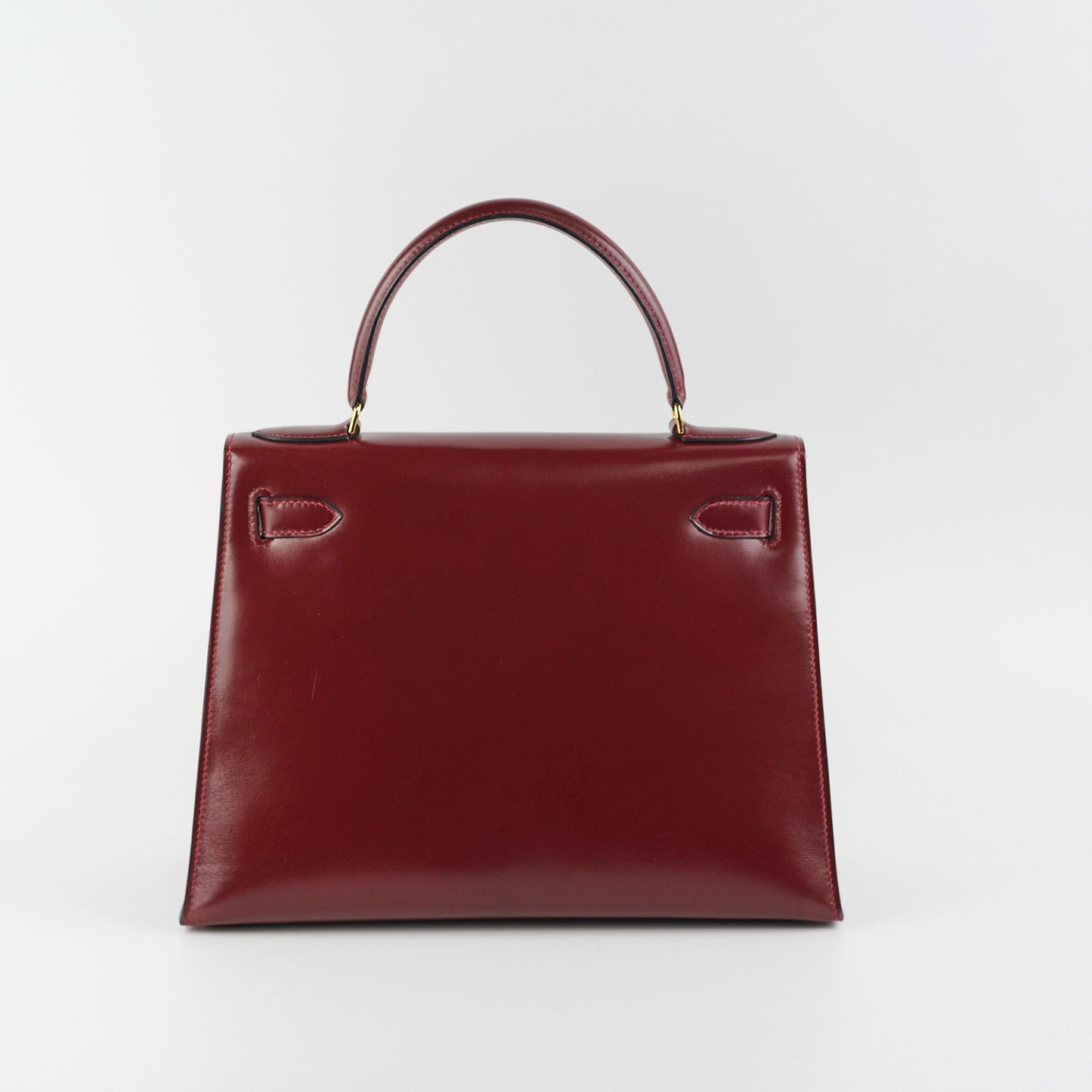 Hermes Vintage Kelly 28 Box Calfskin Burgundy -J Circle 1980