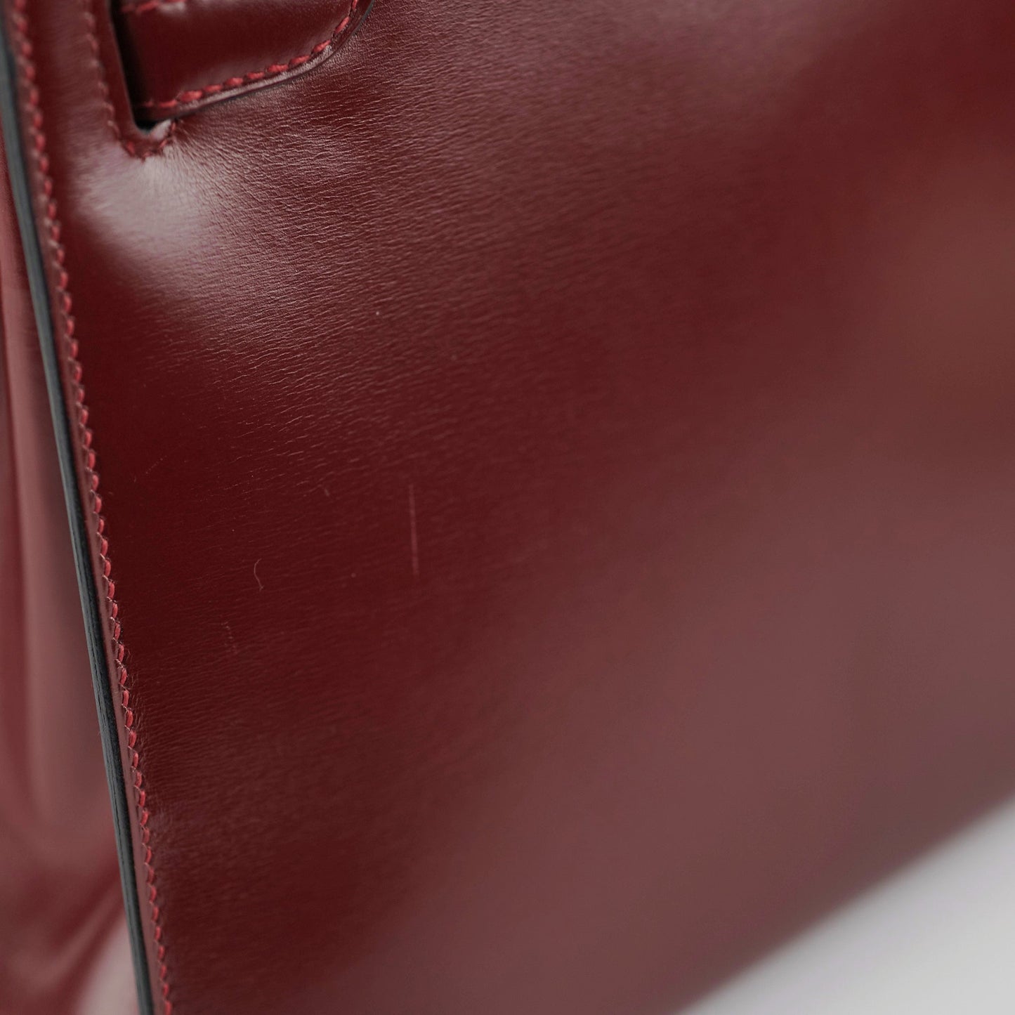 Hermes Vintage Kelly 28 Box Calfskin Burgundy -J Circle 1980