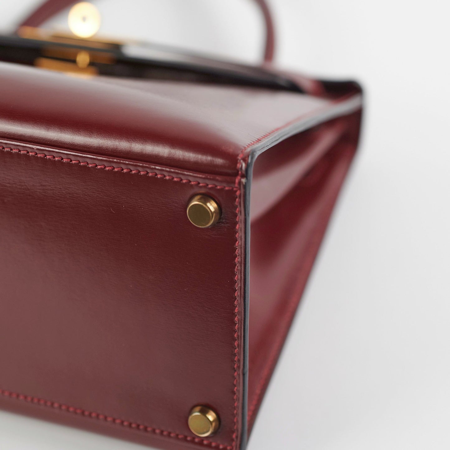 Hermes Vintage Kelly 28 Box Calfskin Burgundy -J Circle 1980