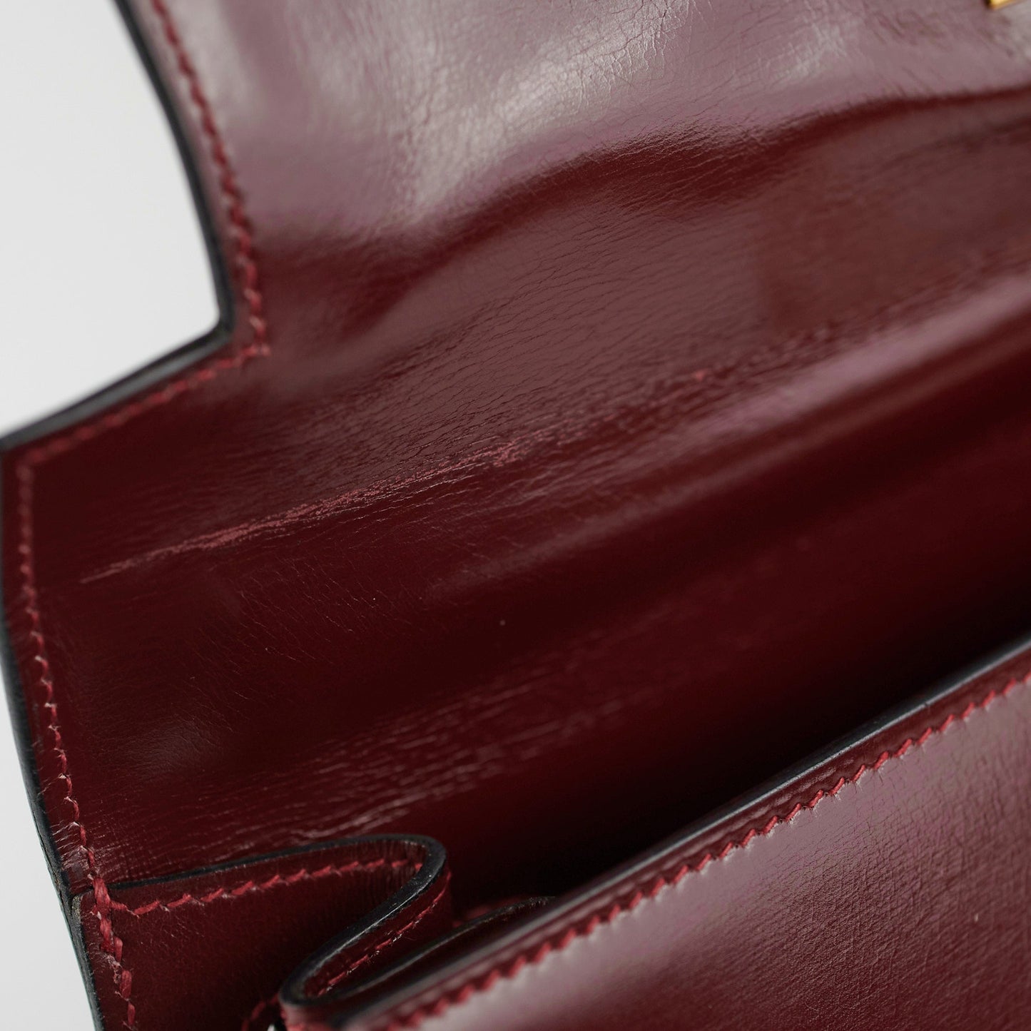 Hermes Vintage Kelly 28 Box Calfskin Burgundy -J Circle 1980