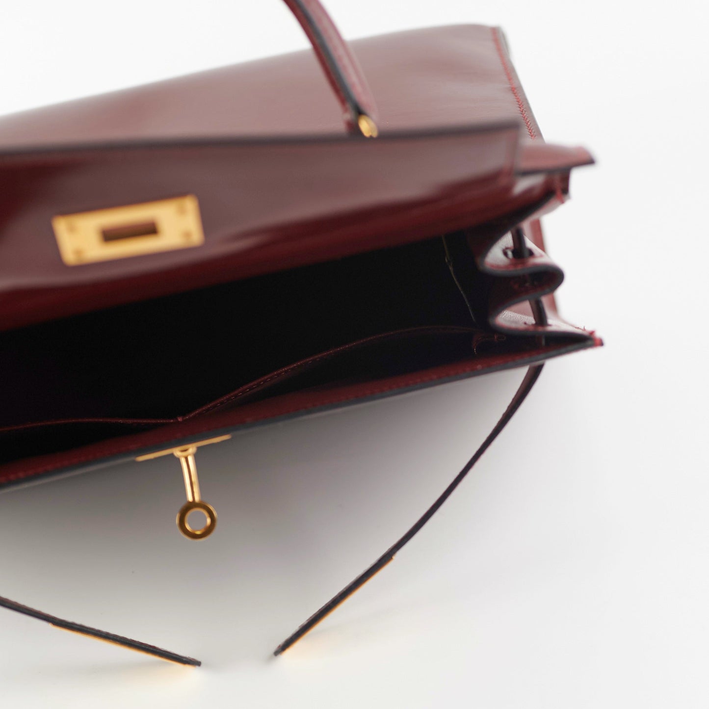 Hermes Vintage Kelly 28 Box Calfskin Burgundy -J Circle 1980