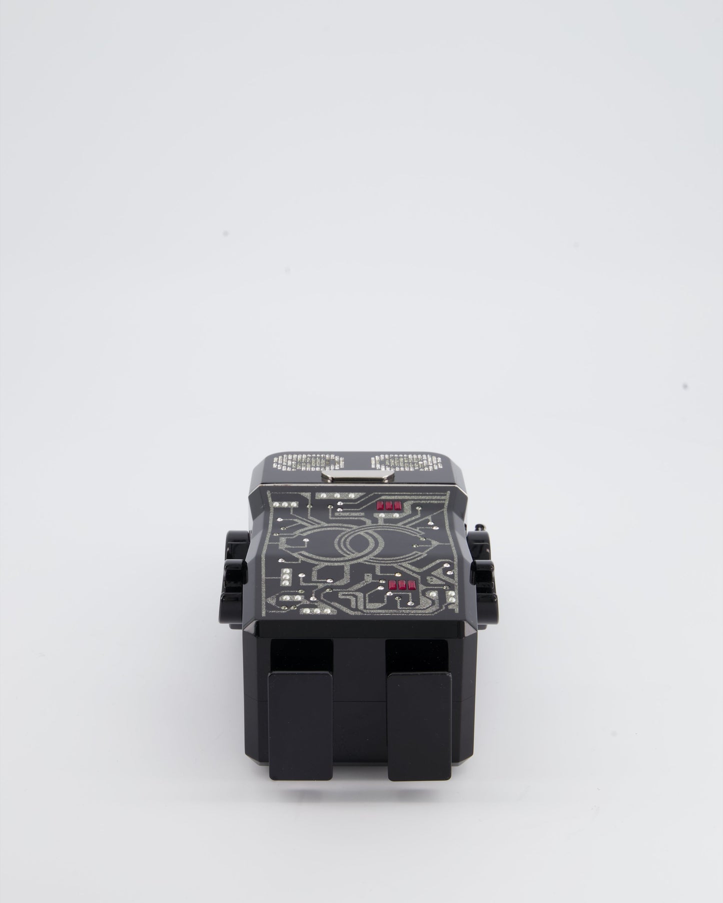 *COLLECTORS* Chanel Black Glittered Plexiglass Robot Minaudière Bag with Silver Hardware