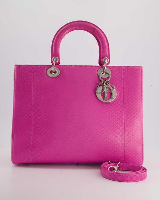 Christian Dior Large Pink Python Lady Dior Bag with Silver Hardware RRP £5600