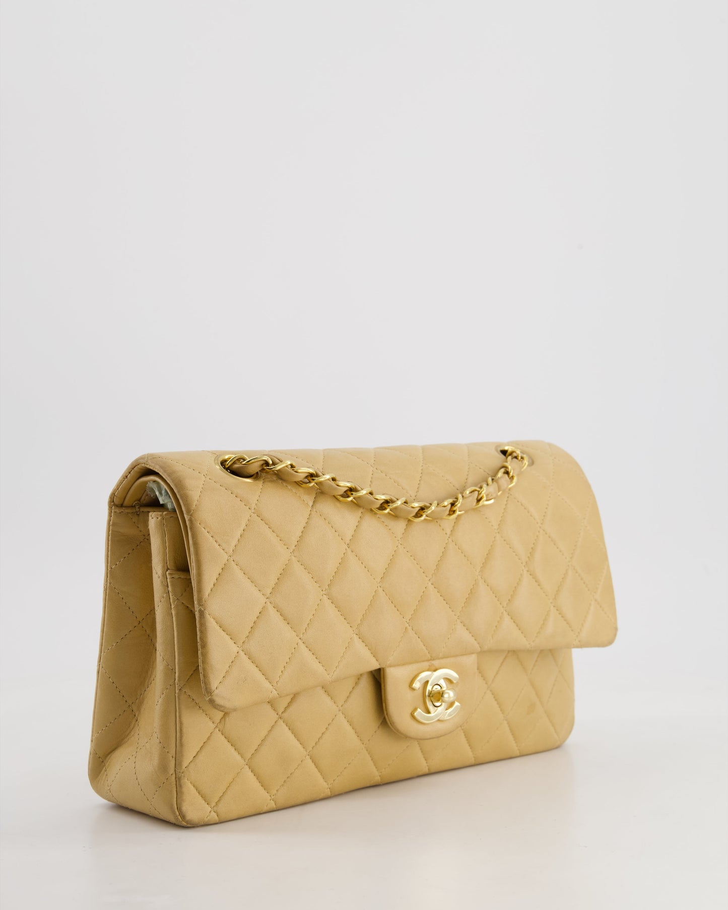 *FIRE PRICE* Chanel   Beige Medium Double Flap Bag in Lambskin Leather with 24K Gold Hardware