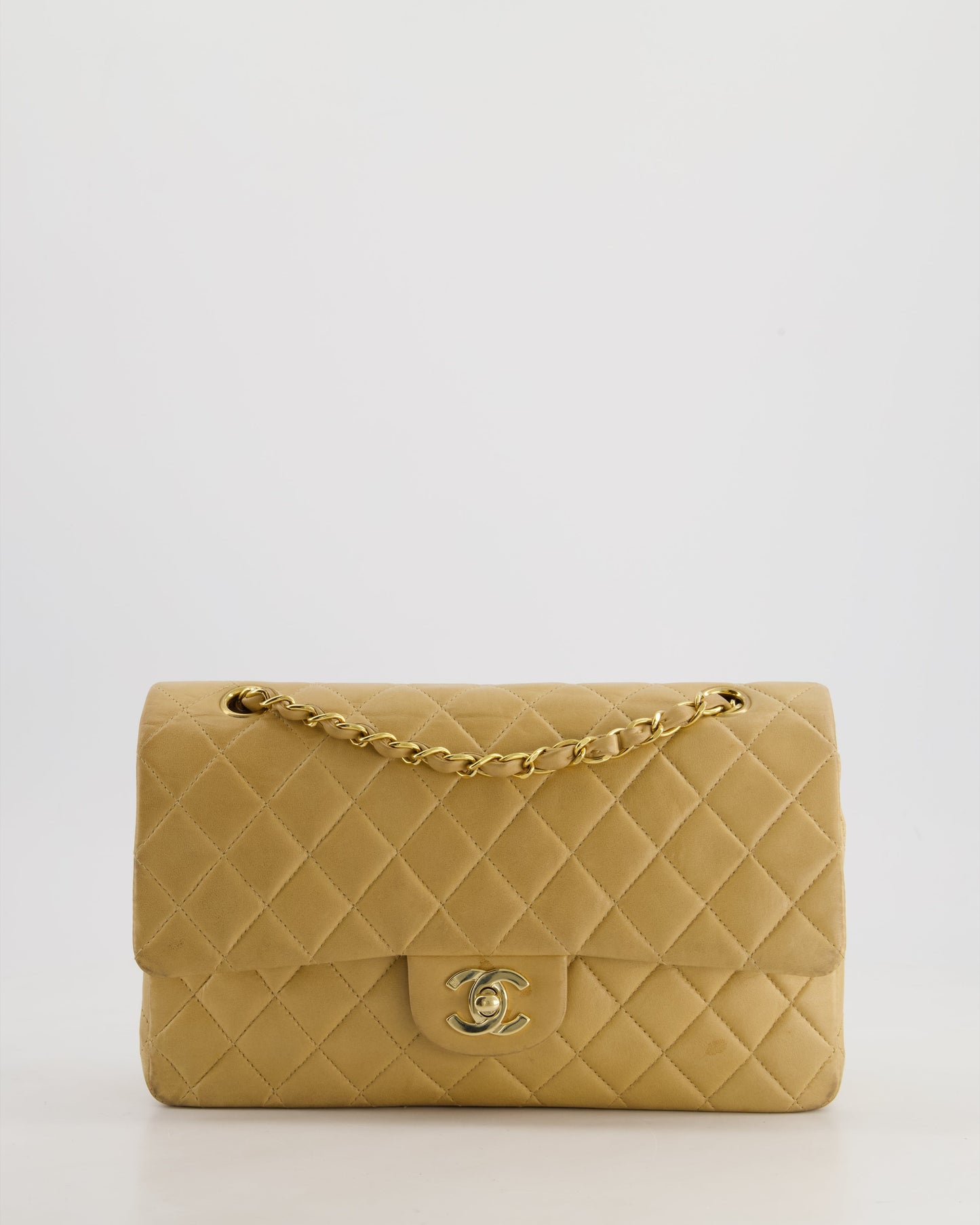 *FIRE PRICE* Chanel   Beige Medium Double Flap Bag in Lambskin Leather with 24K Gold Hardware