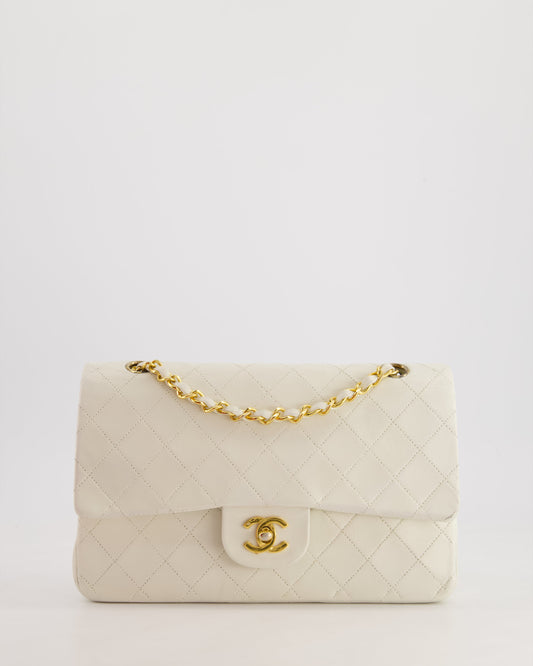 *FIRE PRICE* Chanel   White Medium Classic Double Flap Bag in Lambskin Leather with 24K Gold Hardware