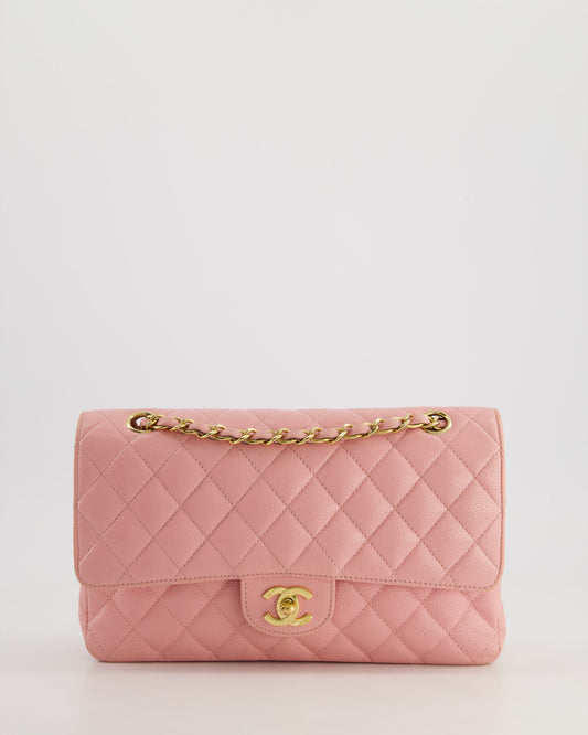 *HOT* Chanel Bubblegum Pink   Classic Medium Double Flap Bag in Caviar Leather with 24K Gold Hardware