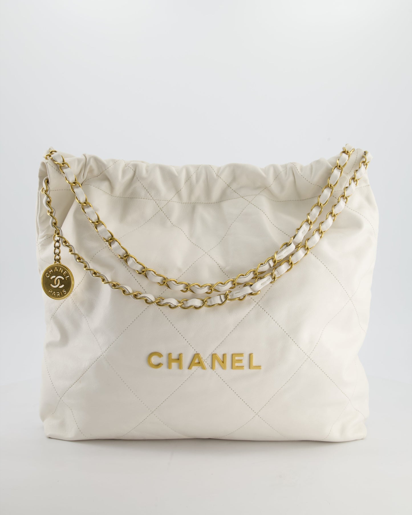*FIRE PRICE* Chanel 22 Small Bag in White Aged Calfskin with Brushed Gold Hardware