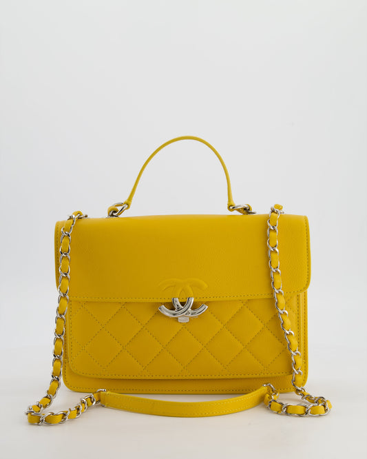 *FIRE PRICE* Chanel Yellow CC Box Bag in Caviar Leather with Silver Hardware