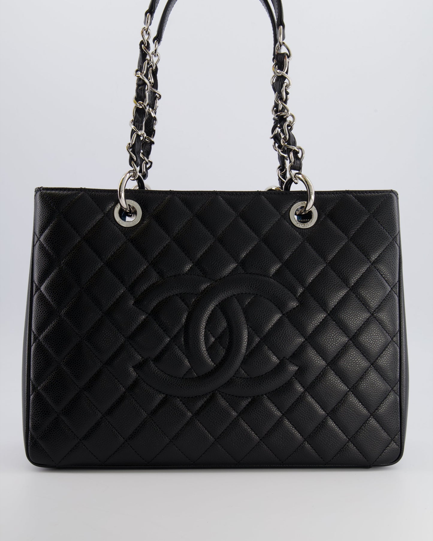 *AMAZING SHAPE* Chanel Grand Shopping Tote GST Bag in Black Caviar Leather with Silver Hardware