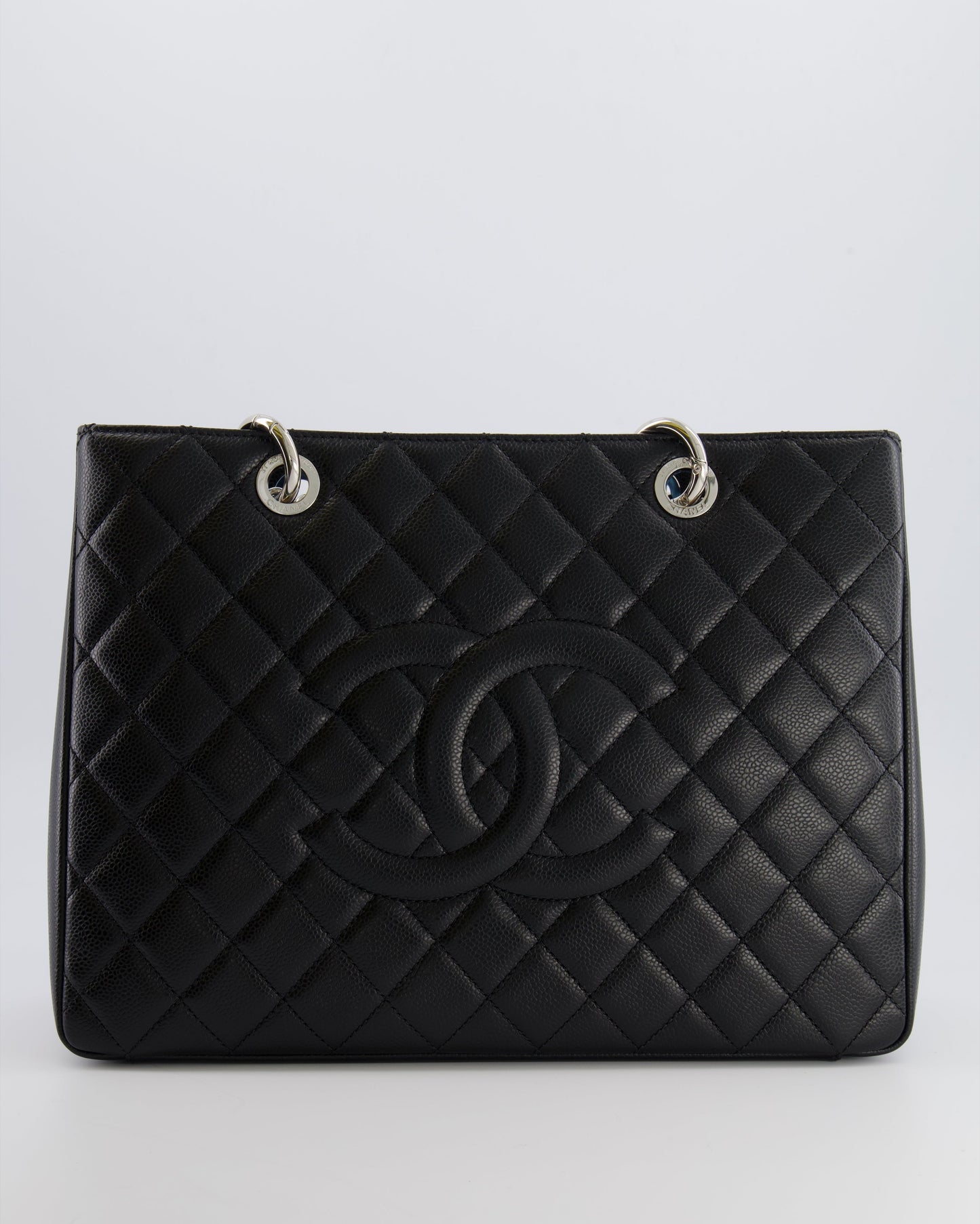 *AMAZING SHAPE* Chanel Grand Shopping Tote GST Bag in Black Caviar Leather with Silver Hardware