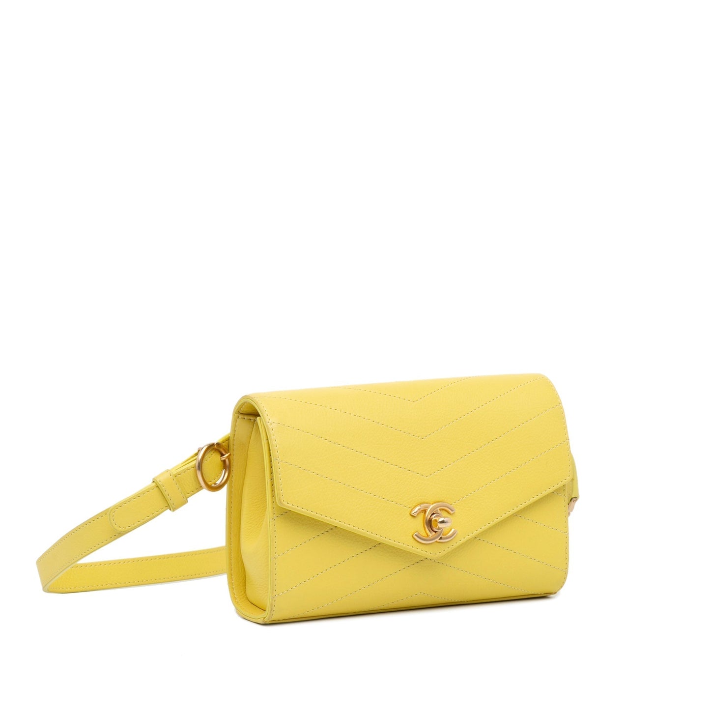 Chanel Coco Belt Bag Yellow Chevron Lambskin Gold
