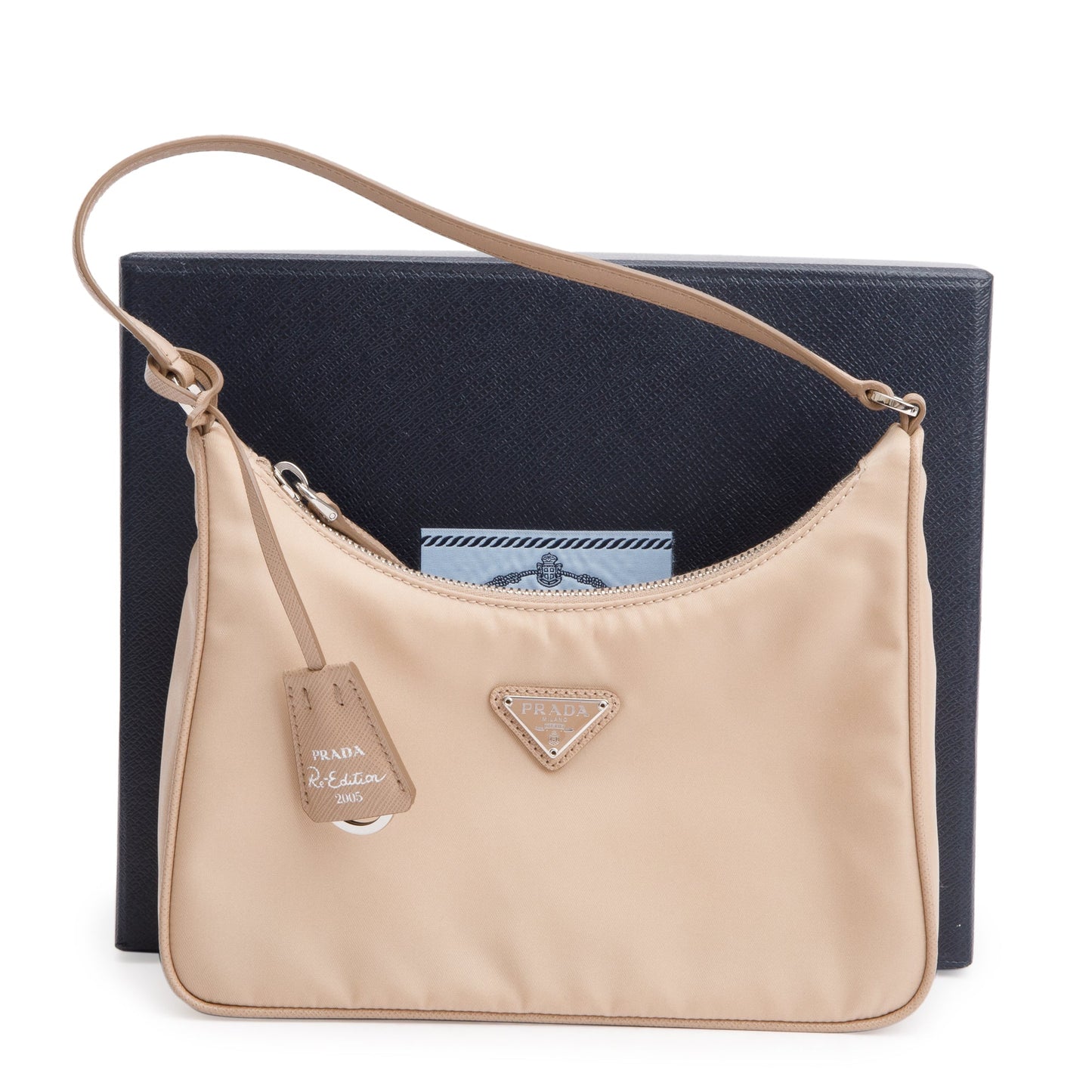 Prada 2021 Beige Re-Edition 2005 Re-Nylon and Saffiano Mini Bag