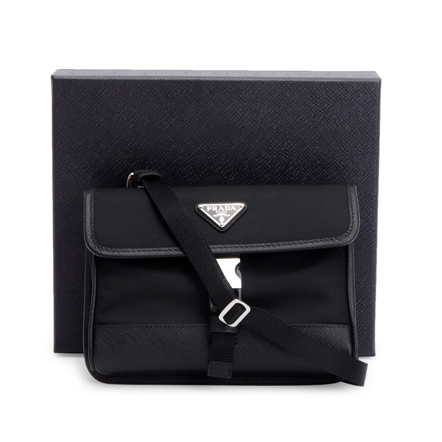 Prada 2024 Black Re-Nylon and Saffiano Leather Smatphone Case Bag