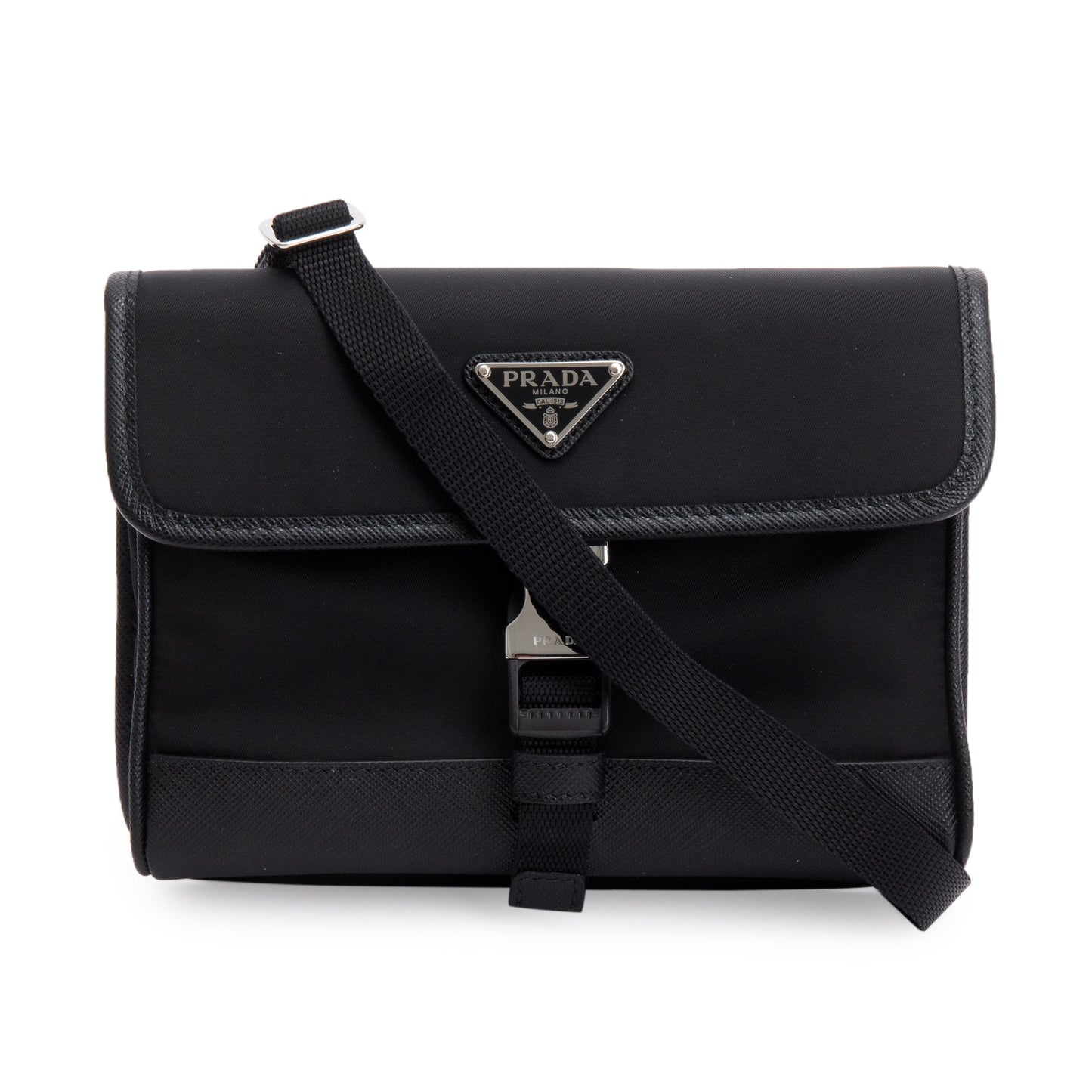 Prada 2024 Black Re-Nylon and Saffiano Leather Smatphone Case Bag