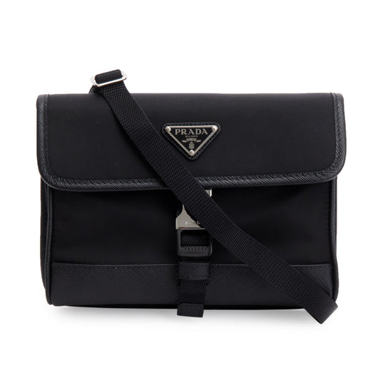 Prada 2024 Black Re-Nylon and Saffiano Leather Smatphone Case Bag