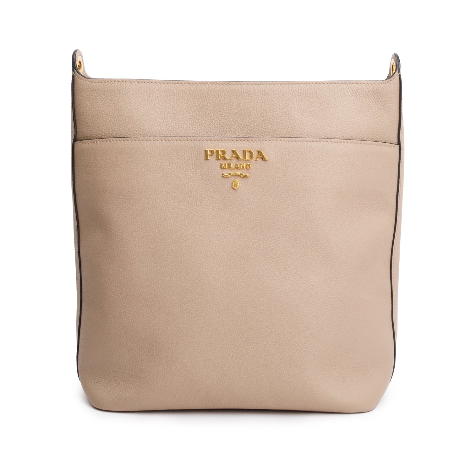 Prada Beige Vitello Daino Hobo Messenger Bag