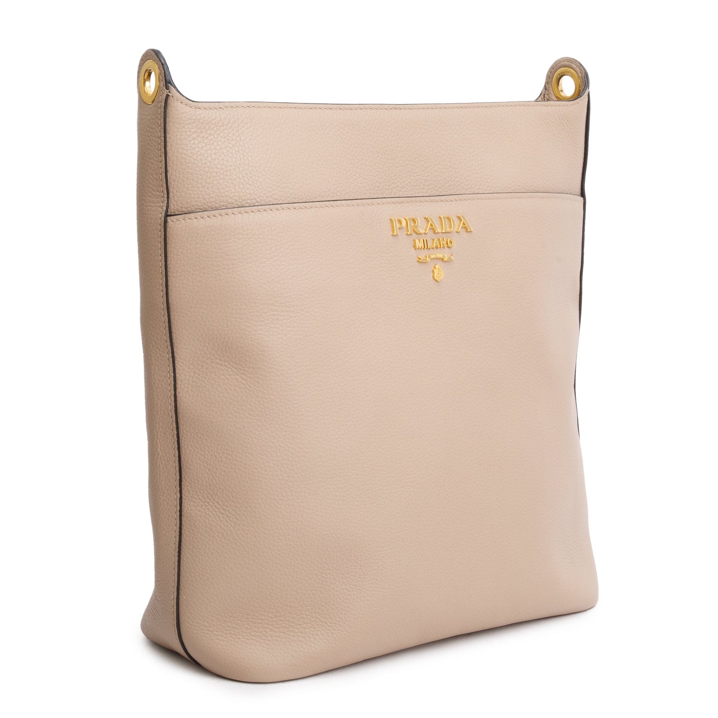 Prada Beige Vitello Daino Hobo Messenger Bag