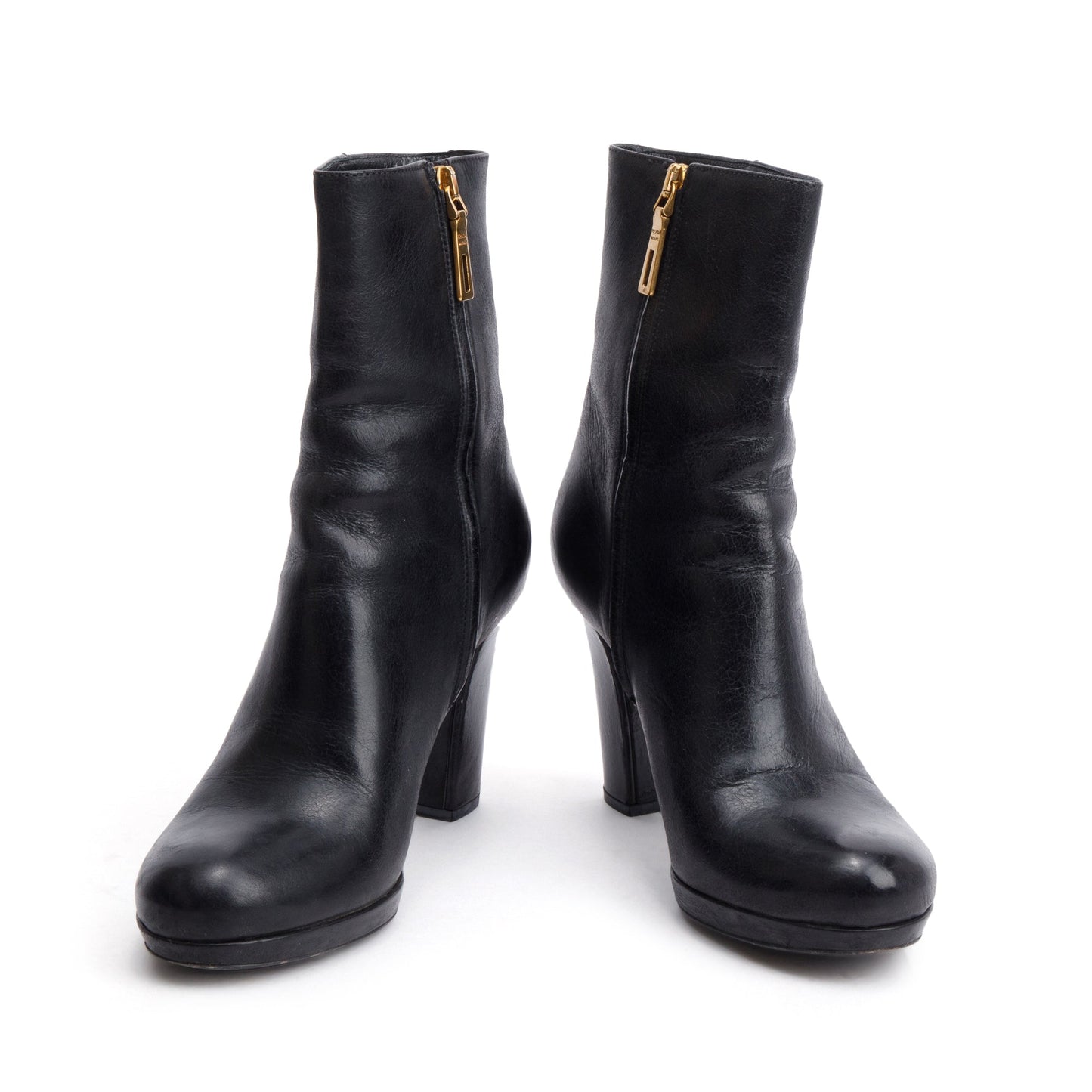 Prada Black Leather Ankle Boots, Size 36.5