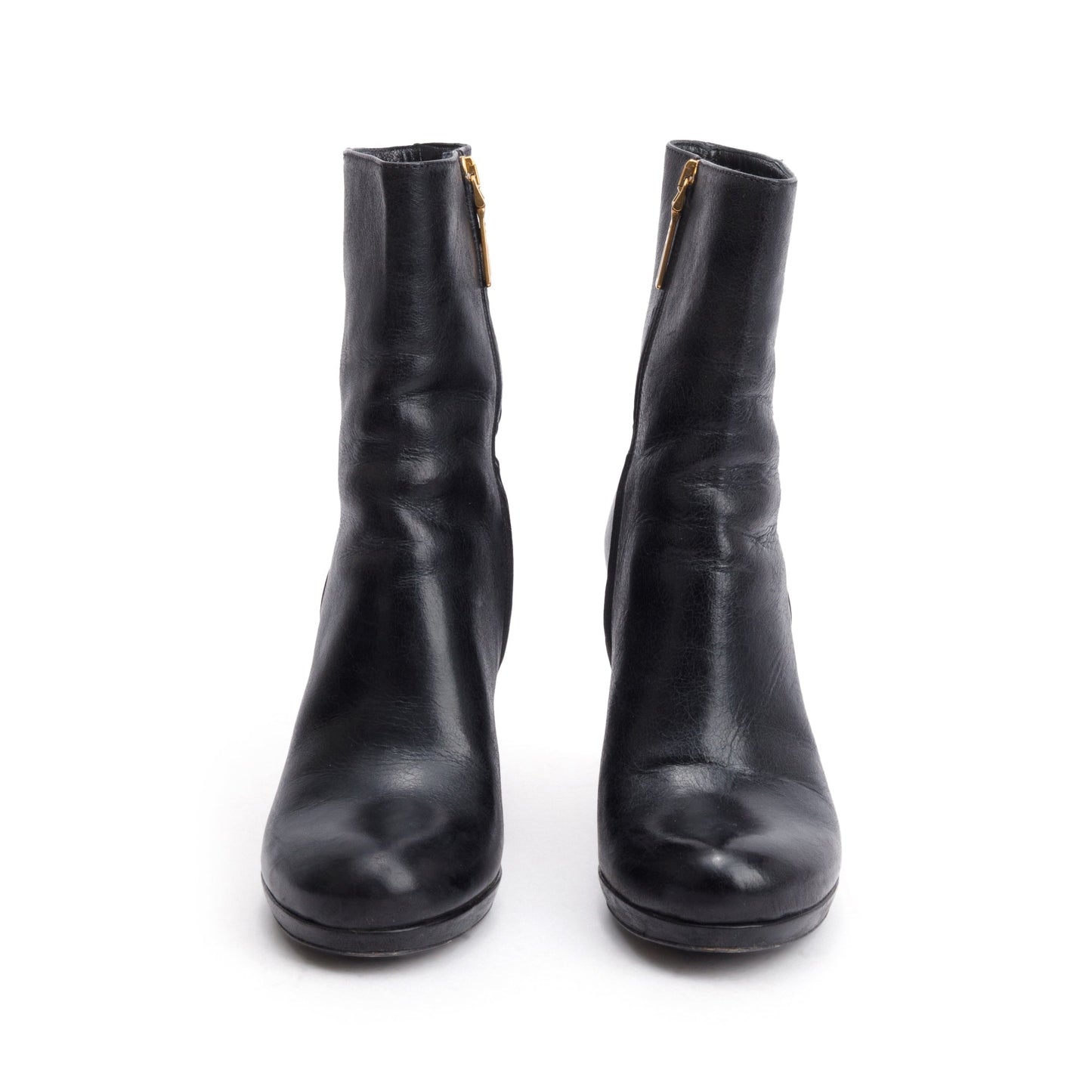 Prada Black Leather Ankle Boots, Size 36.5
