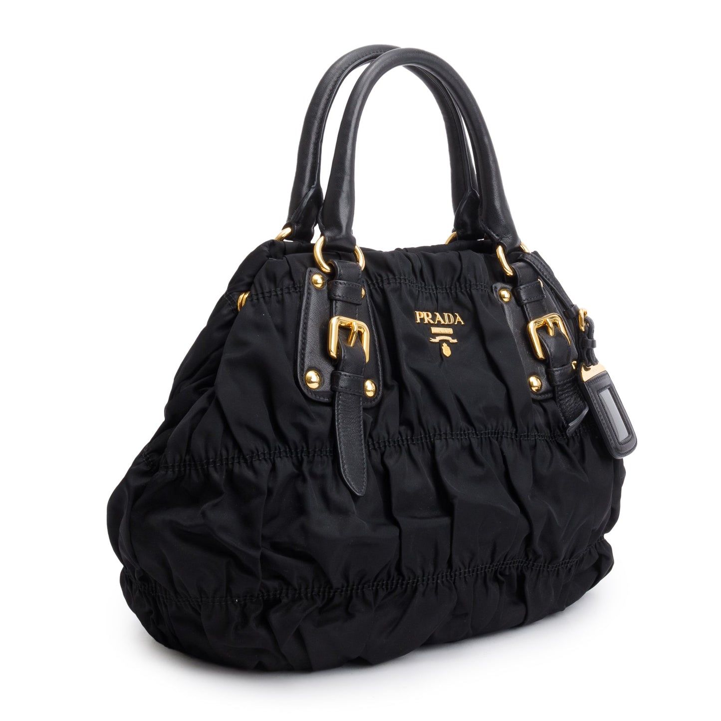 Prada Black Leather-Trimmed Tessuto Gaufre Tote