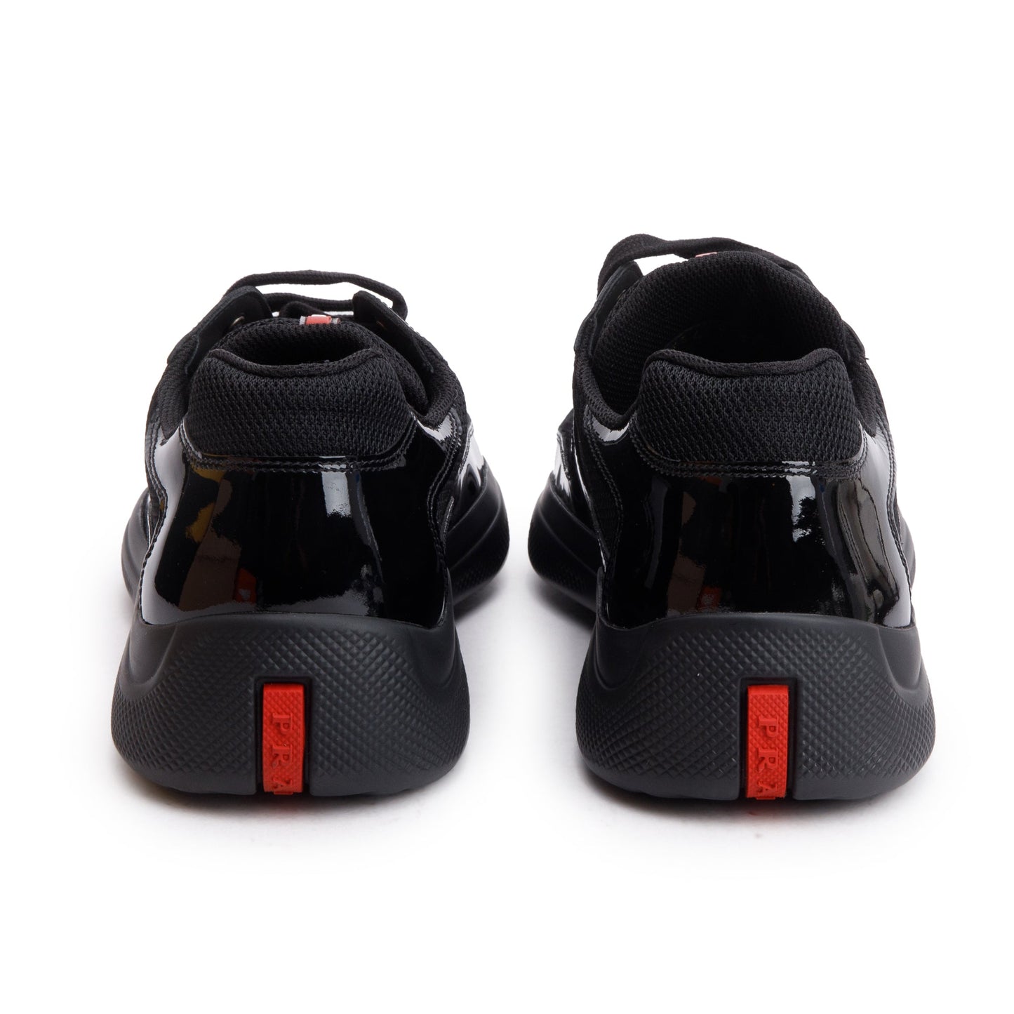 Prada Black Nappa/Patent Leather America's Cup Men's Sneakers, Size 9.5