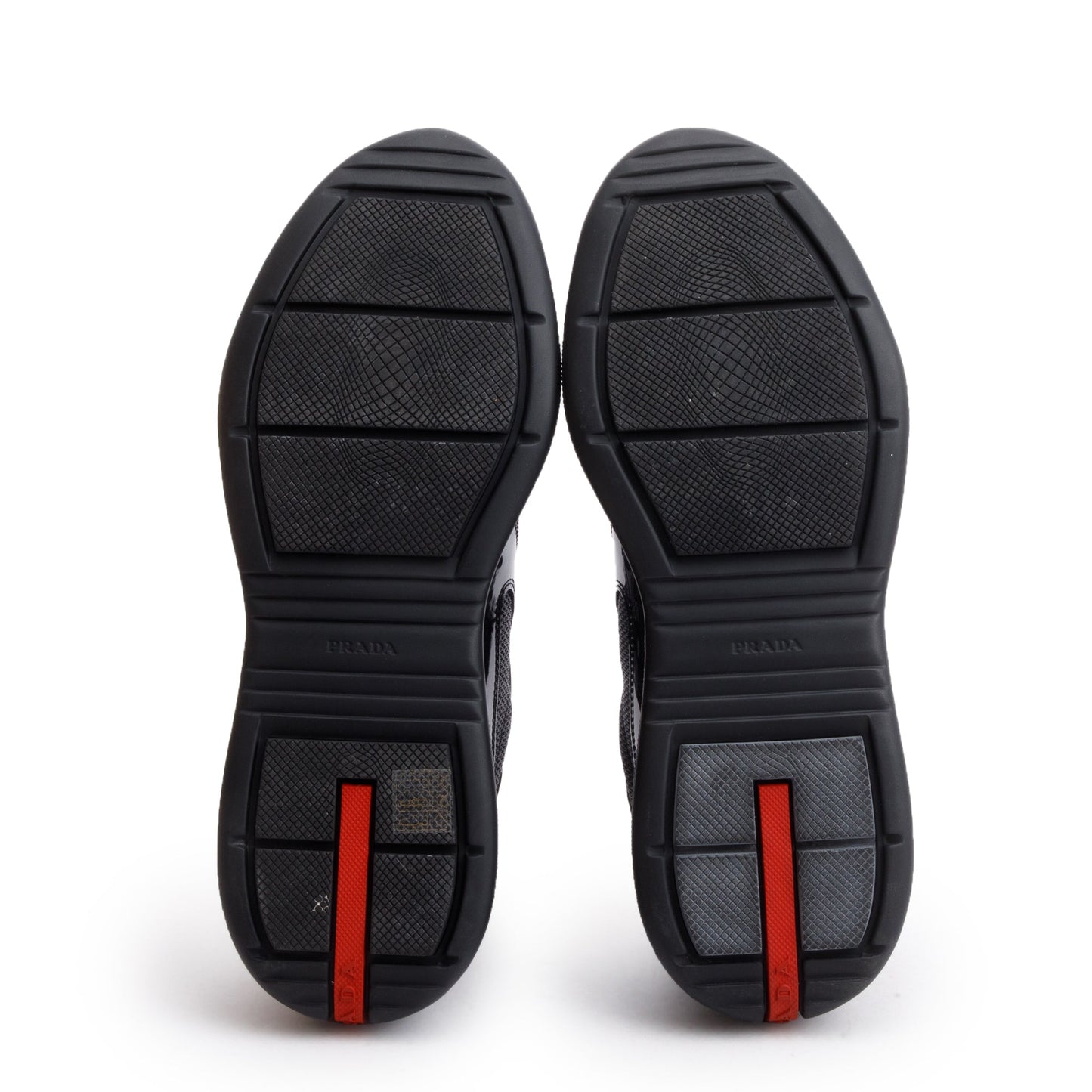 Prada Black Nappa/Patent Leather America's Cup Men's Sneakers, Size 9.5