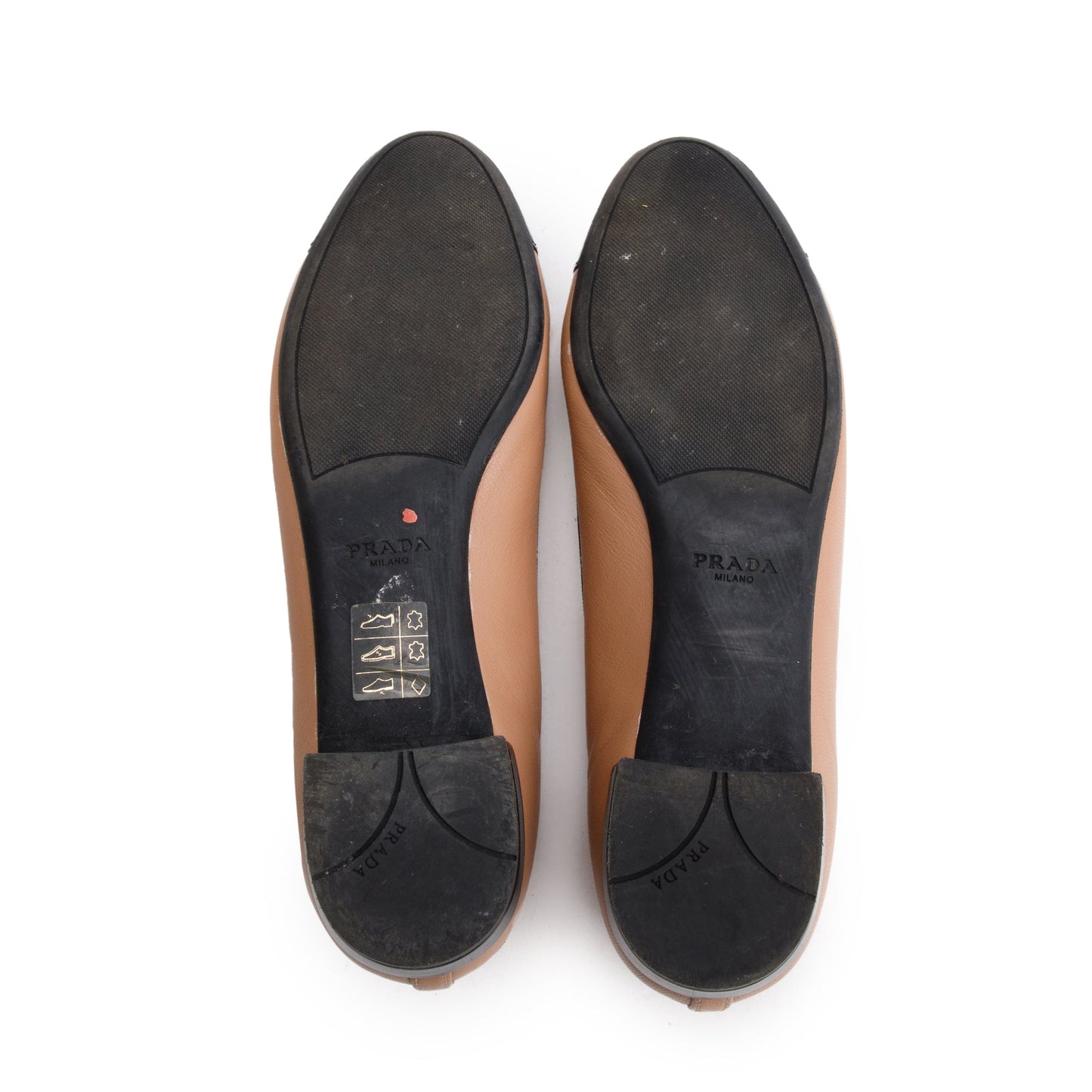 Prada Black Nude Nappa Leather Calzature Donna Ballet Flat Shoes, Size 36