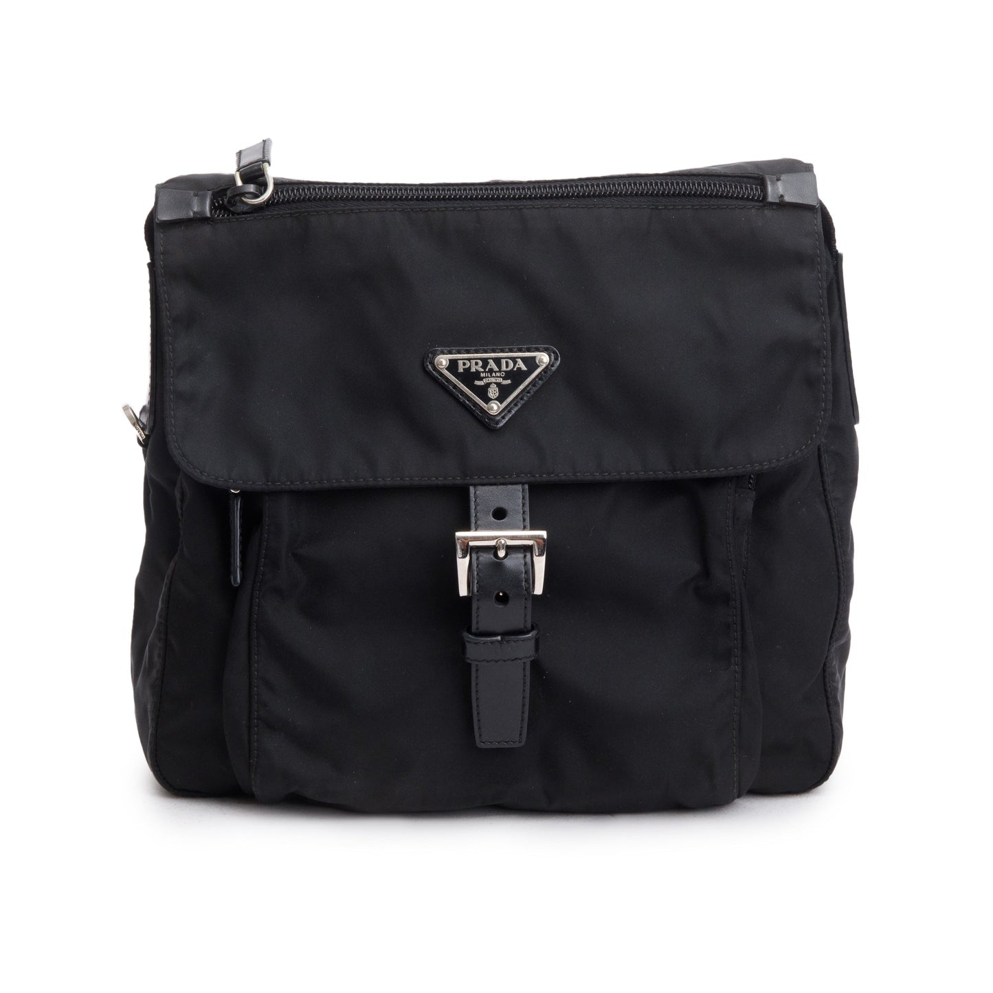 Prada Black Nylon Vela Sport Small Buckle Messenger Bag
