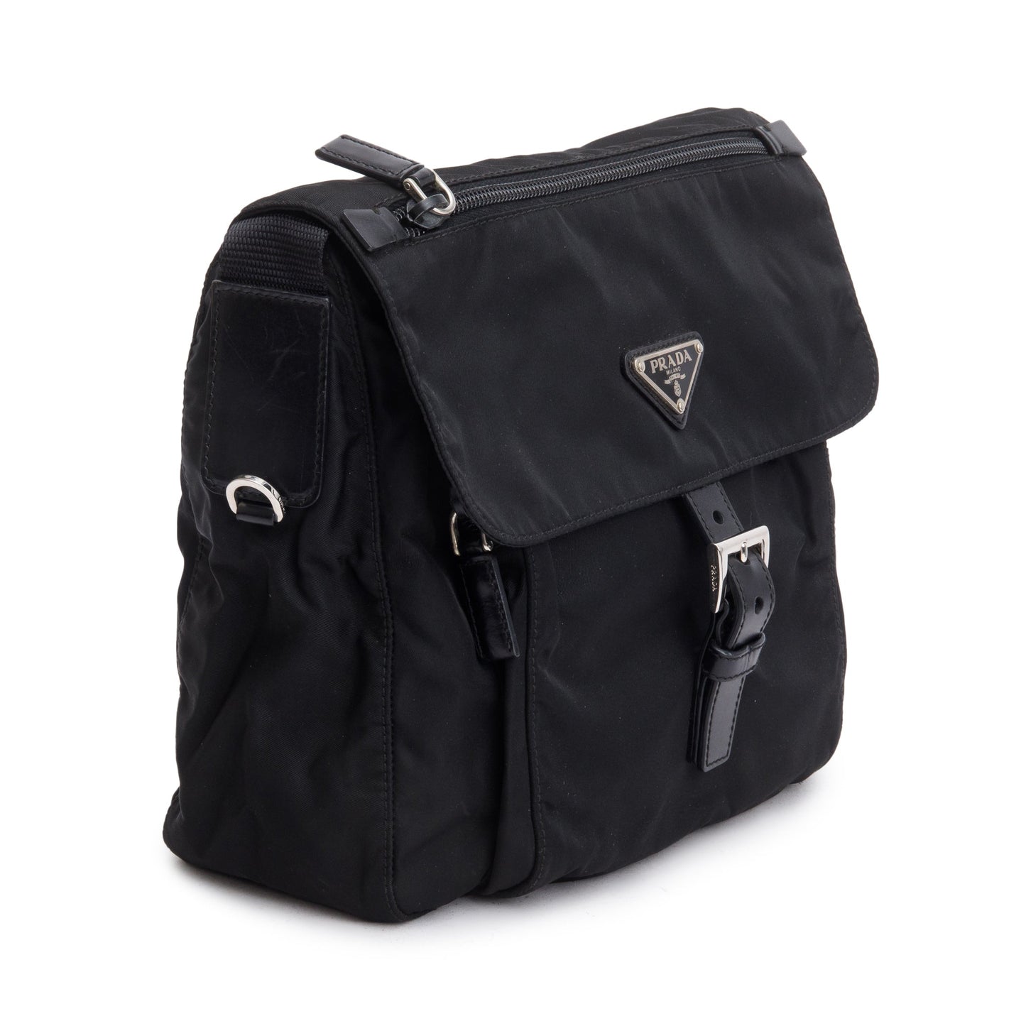 Prada Black Nylon Vela Sport Small Buckle Messenger Bag