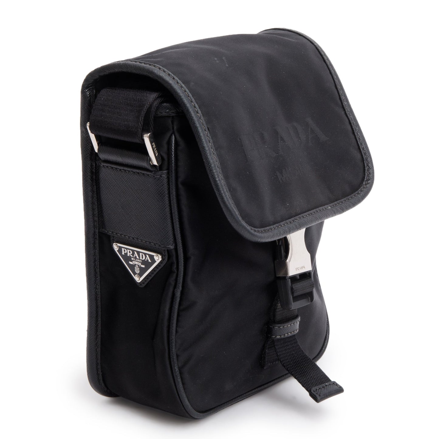 Prada Black Re-Nylon and Saffiano Leather Crossbody Bag