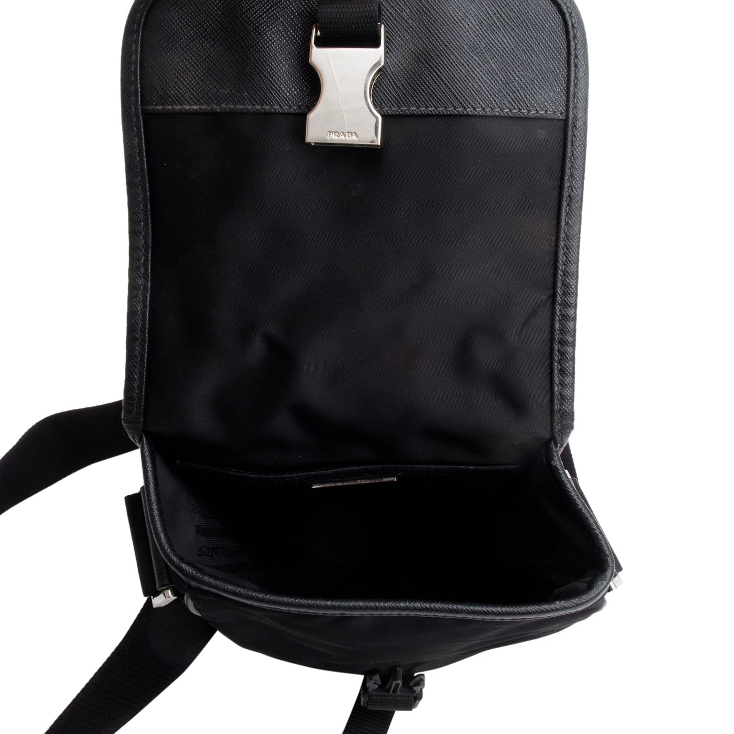 Prada Black Re-Nylon and Saffiano Leather Crossbody Bag