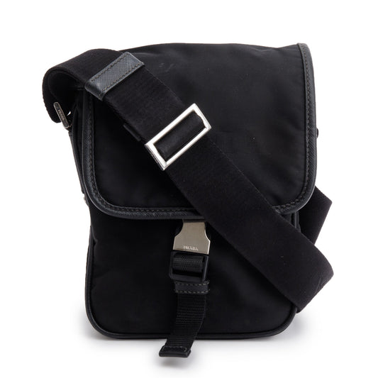Prada Black Re-Nylon and Saffiano Leather Crossbody Bag