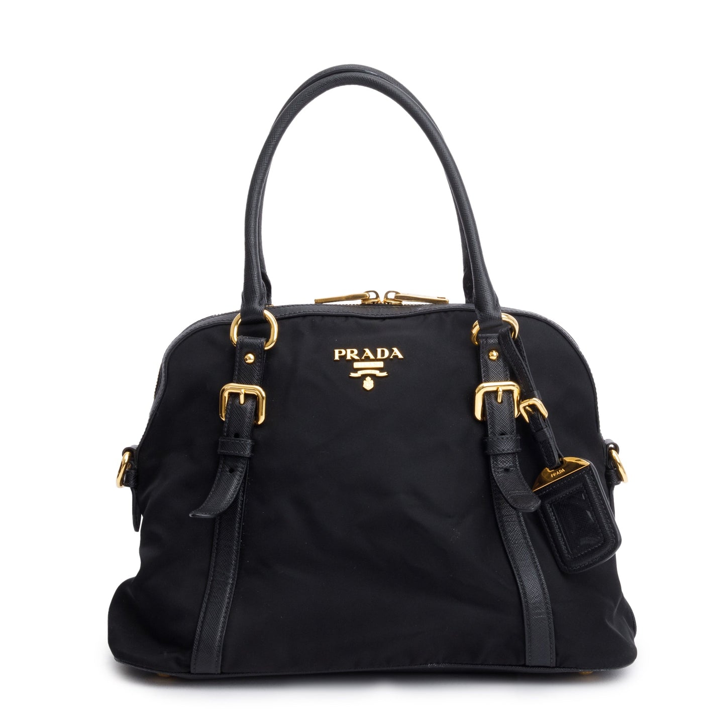 Prada Black Saffiano Leather-Trimmed Tessuto Nylon Shoulder Bag