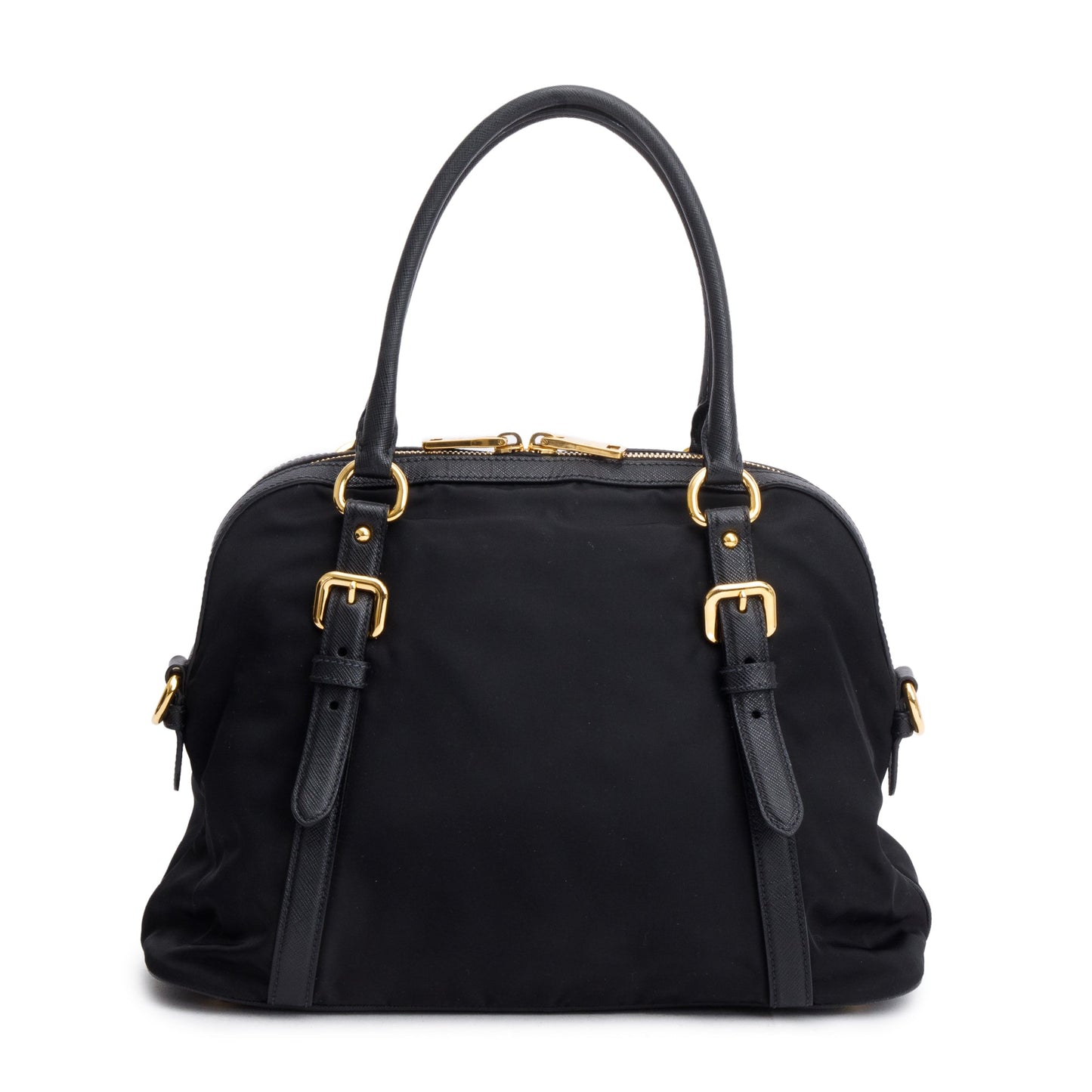 Prada Black Saffiano Leather-Trimmed Tessuto Nylon Shoulder Bag