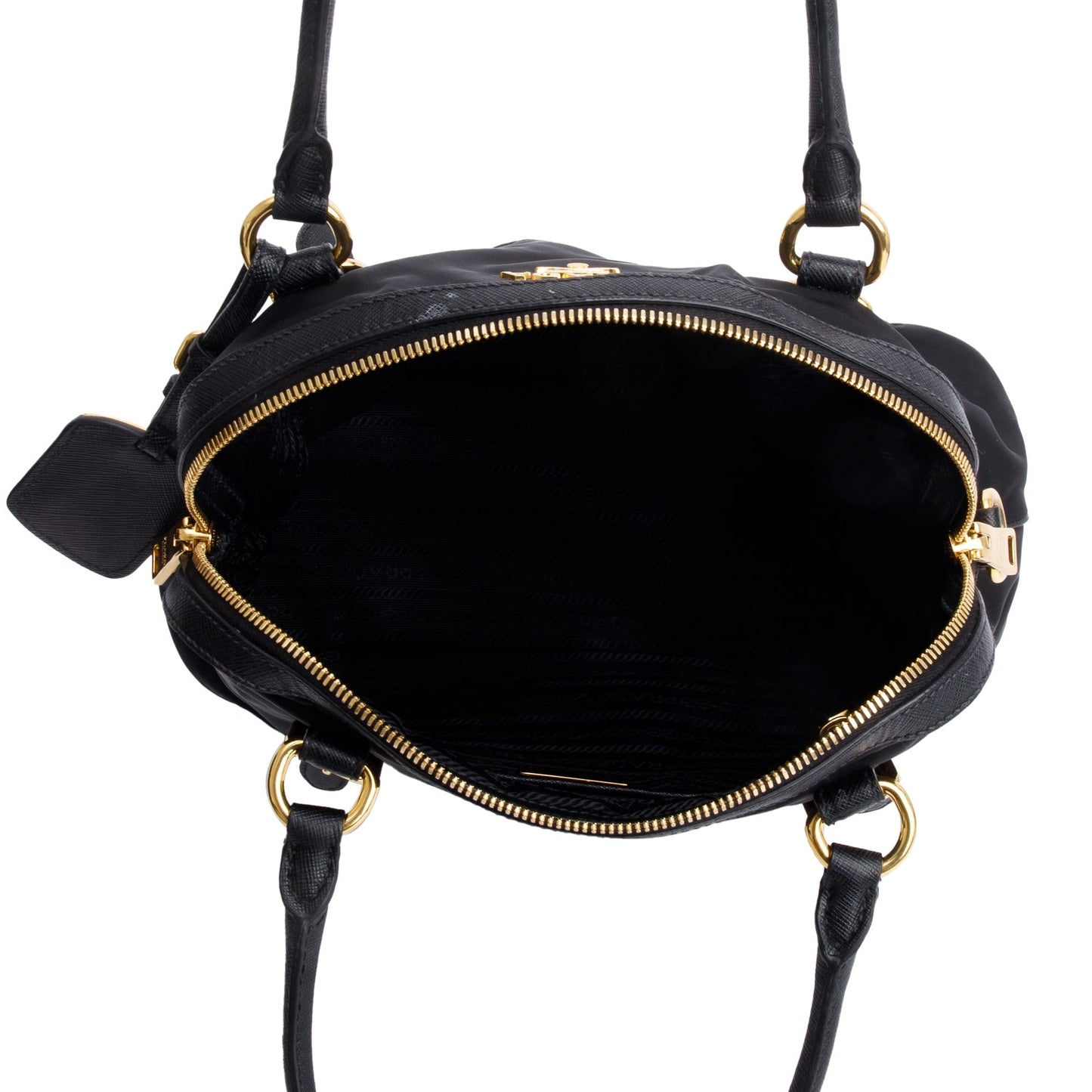 Prada Black Saffiano Leather-Trimmed Tessuto Nylon Shoulder Bag