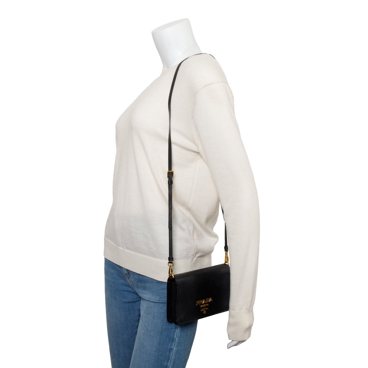 Prada Black Saffiano Lux Mini Shoulder Bag