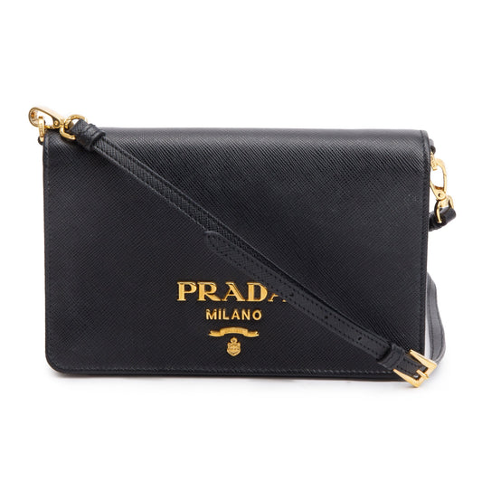 Prada Black Saffiano Lux Mini Shoulder Bag