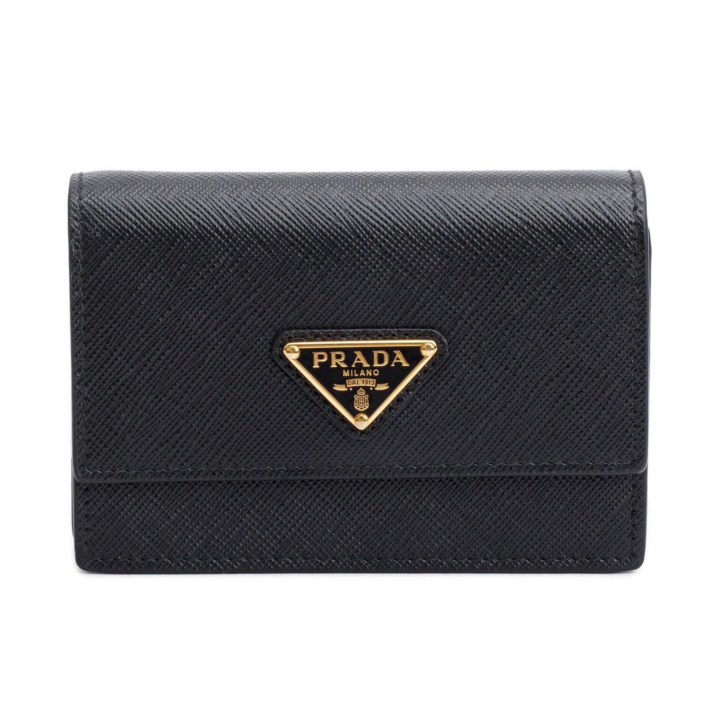 Prada Black Saffiano Metal Card Holder on Chain