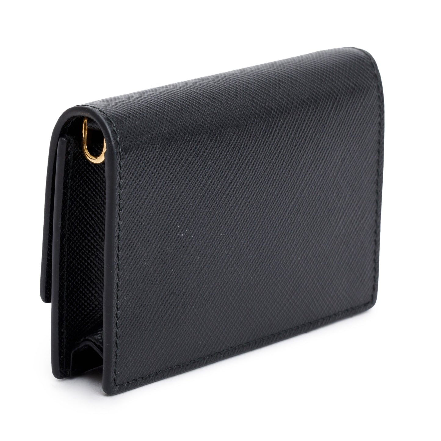 Prada Black Saffiano Metal Card Holder on Chain