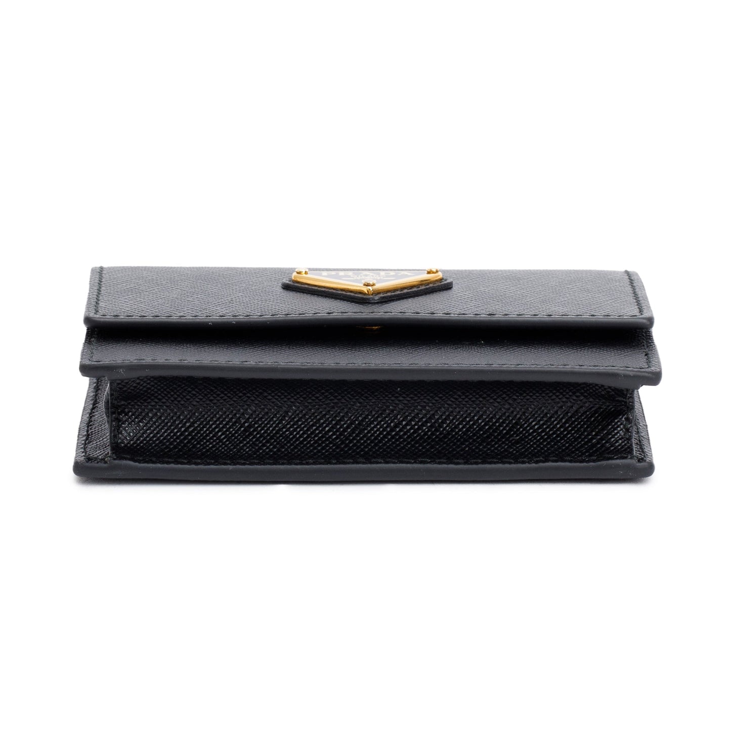 Prada Black Saffiano Metal Card Holder on Chain