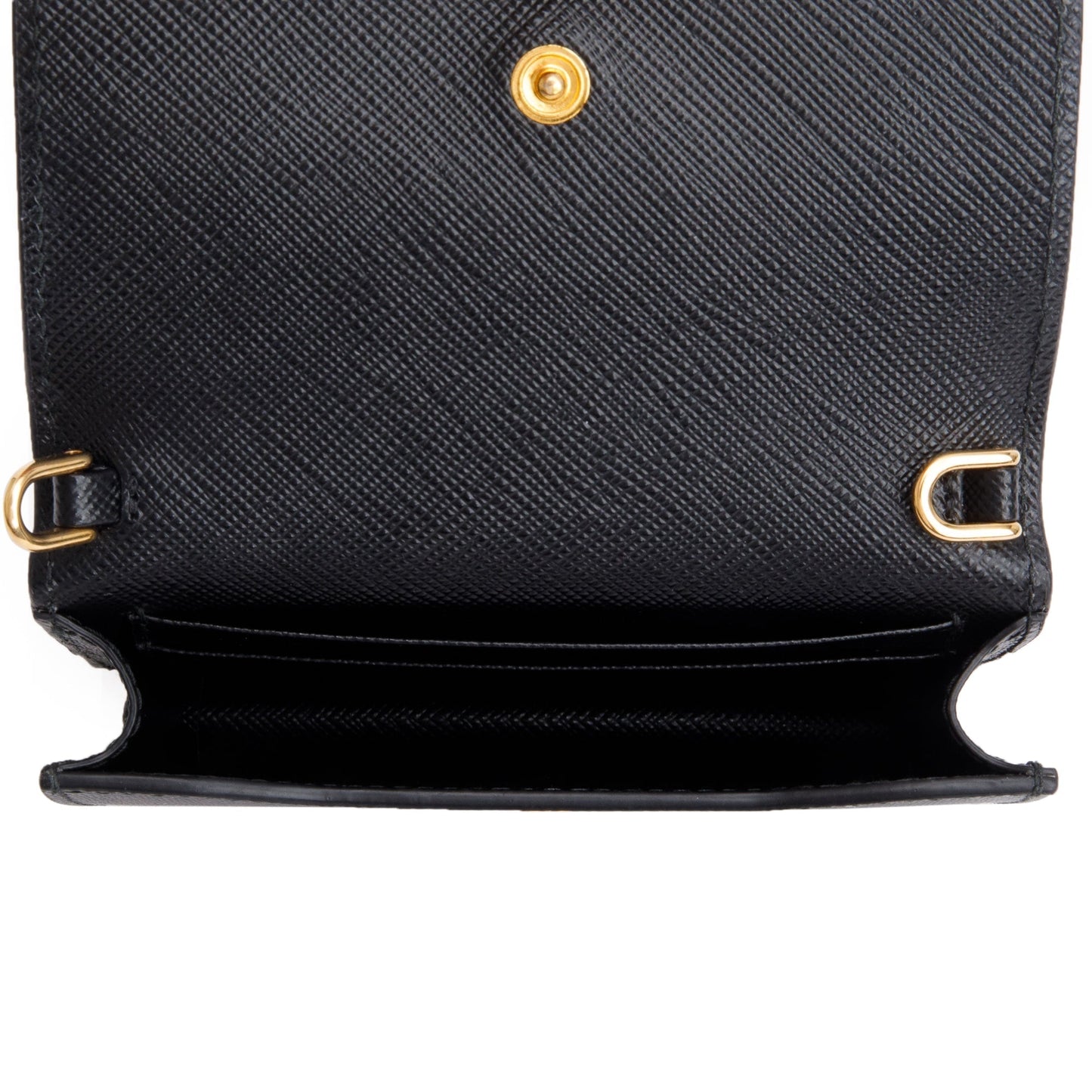Prada Black Saffiano Metal Card Holder on Chain