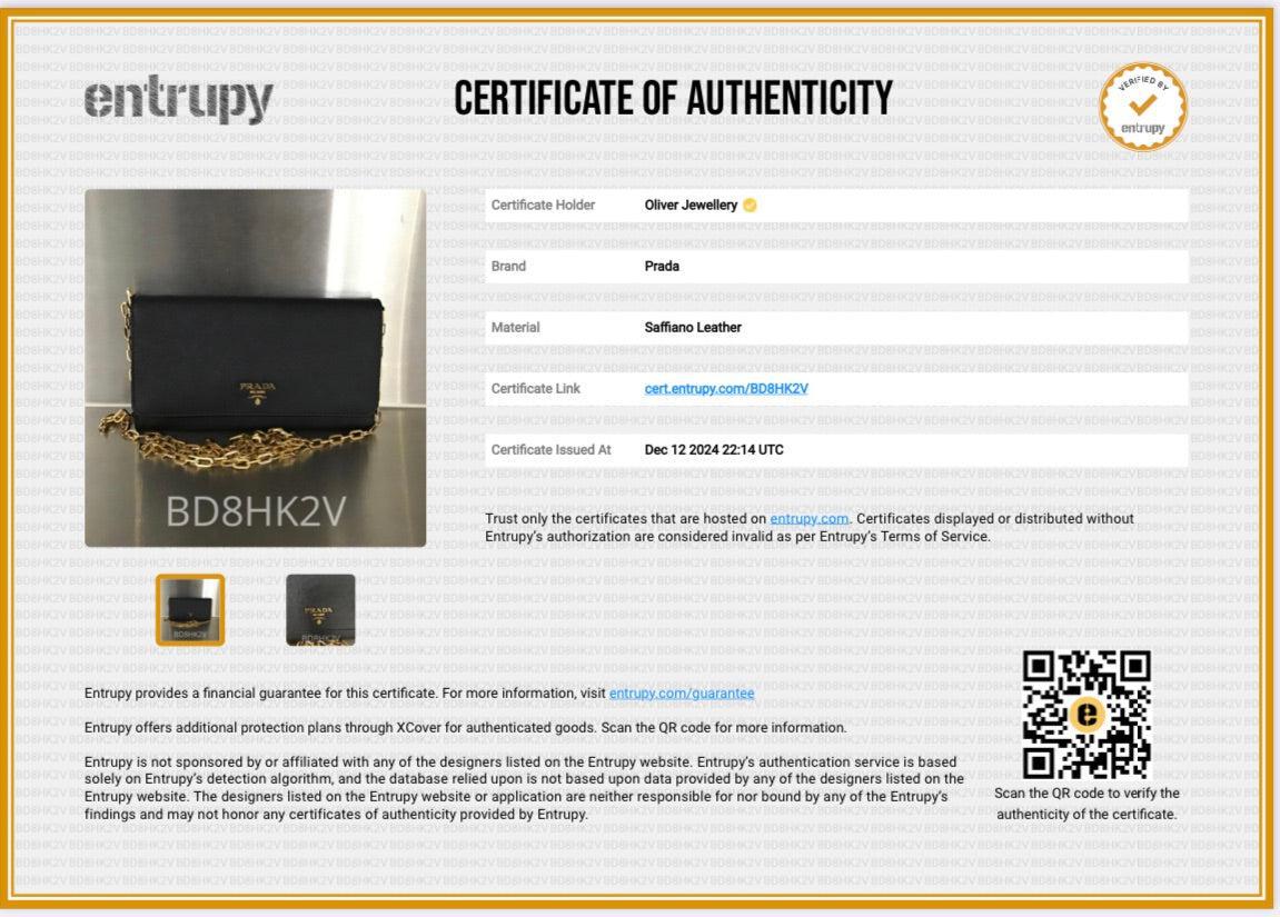 Prada Black Saffiano Metal Continental Wallet on Chain